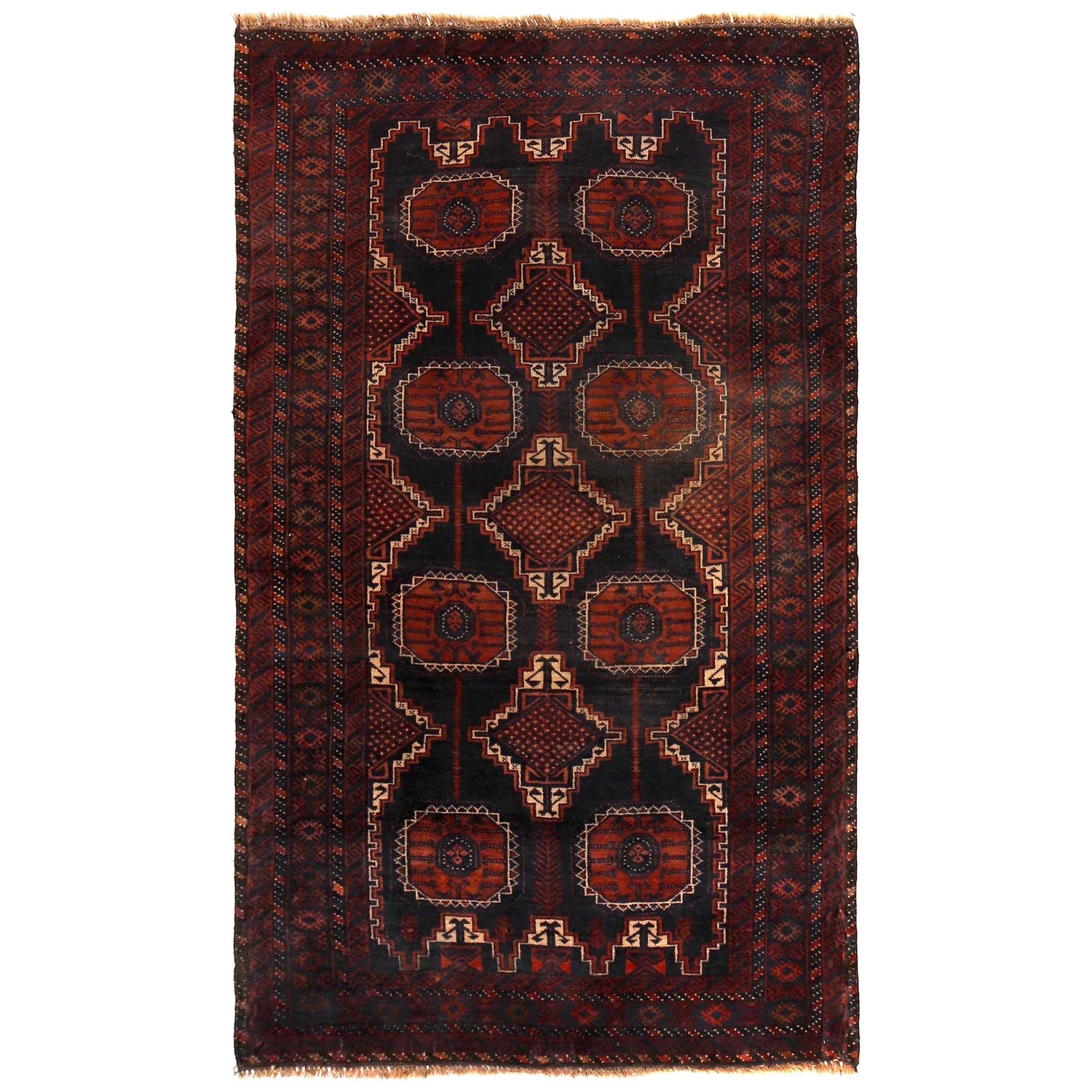 Baluchi Rug Handmade Multi Geometric 4x6 ft