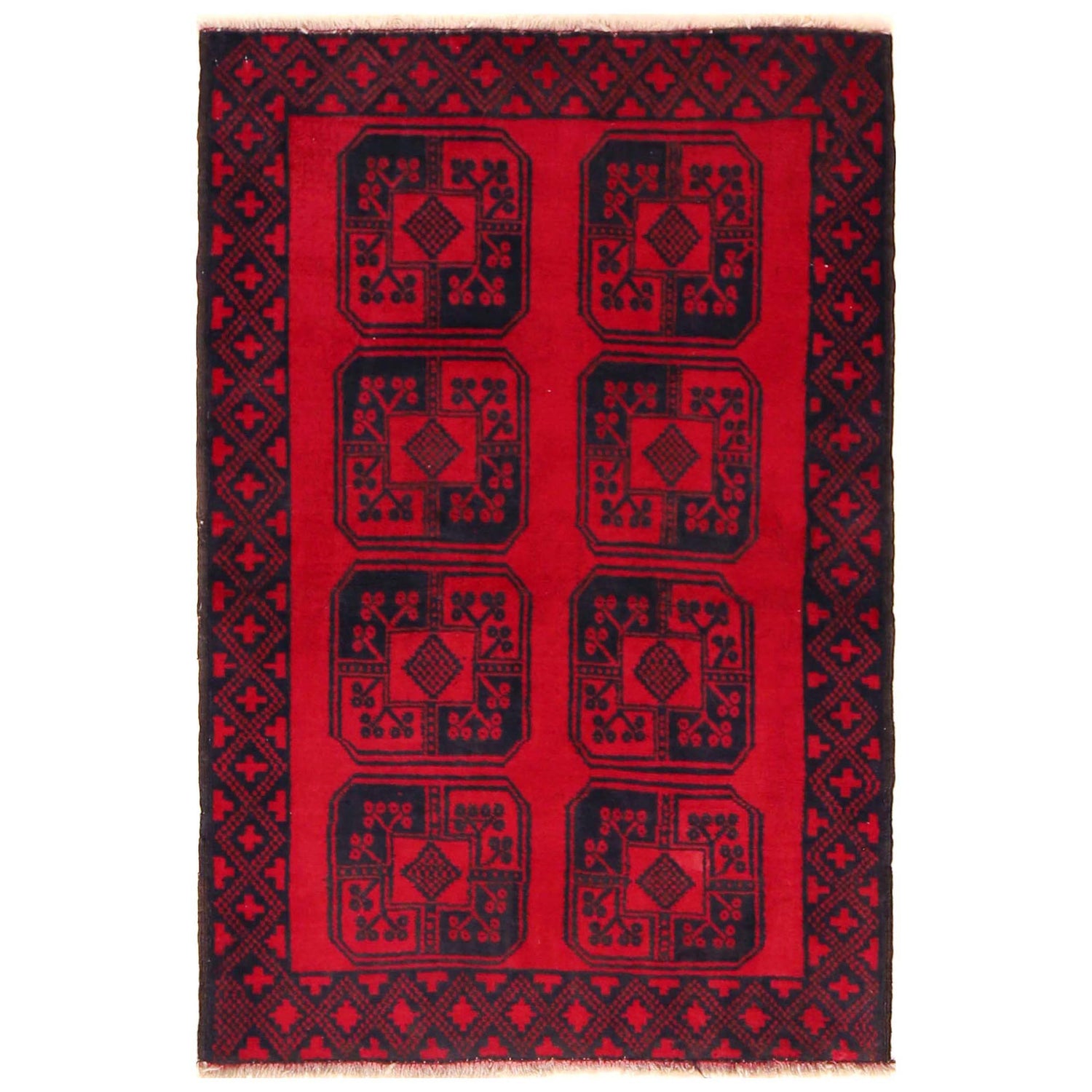 Baluchi Rug Handmade Red Geometric 3x5 ft