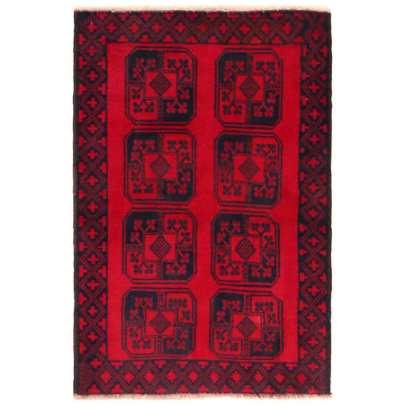 Baluchi Rug Handmade Red Geometric 3x5 ft