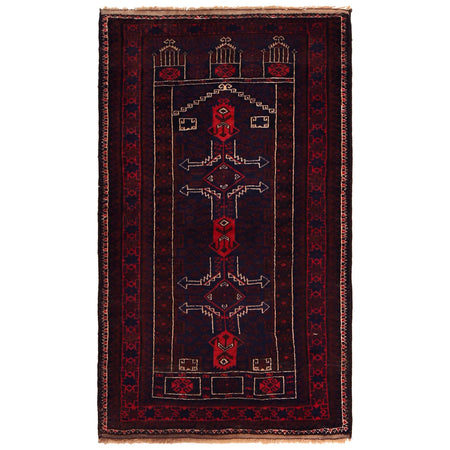 Baluchi Rug Handmade Multi Prayer Design 3x5 ft