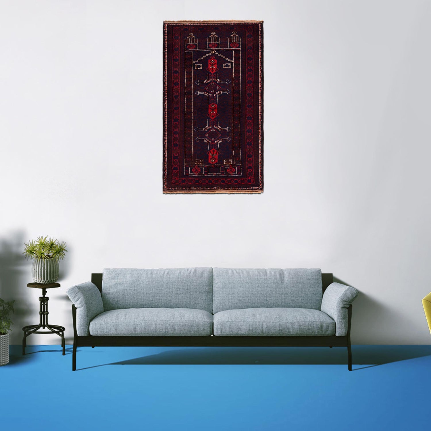 Baluchi Rug Handmade Multi Prayer Design 3x5 ft