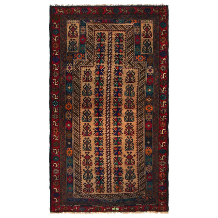 Baluchi Rug Handmade Multi Prayer Design 3x5 ft