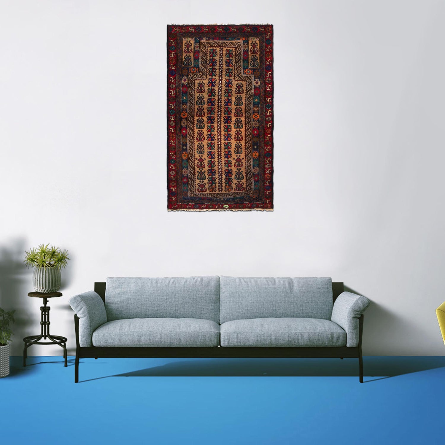 Baluchi Rug Handmade Multi Prayer Design 3x5 ft