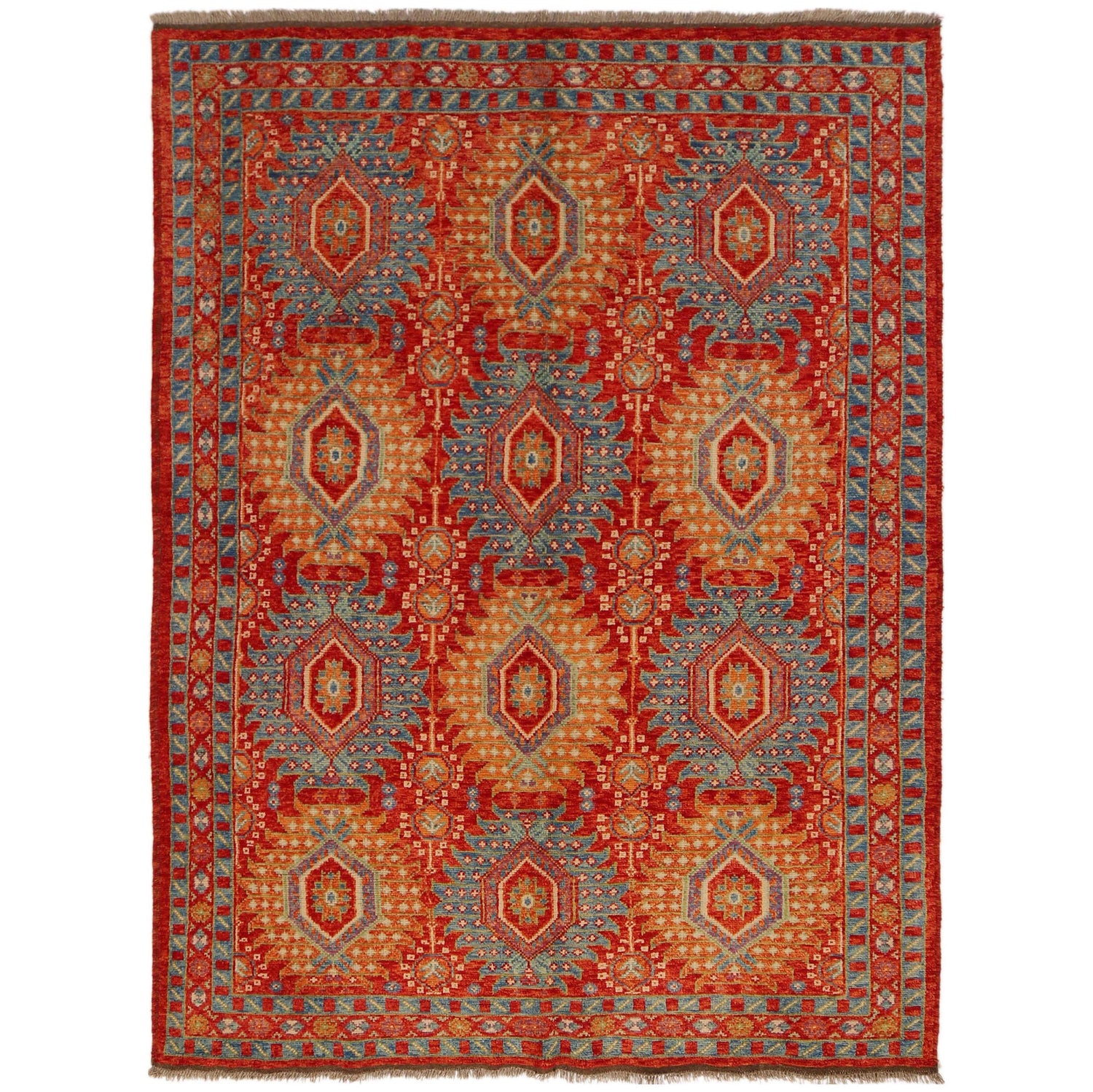 Oushak Area Rug Handmade Multi Floral 5x8 ft