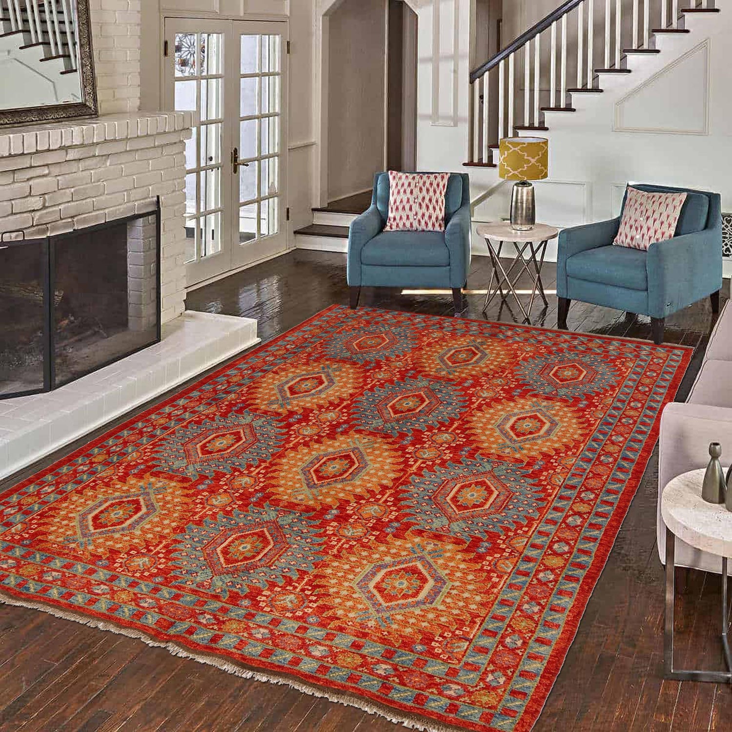 Oushak Area Rug Handmade Multi Floral 5x8 ft