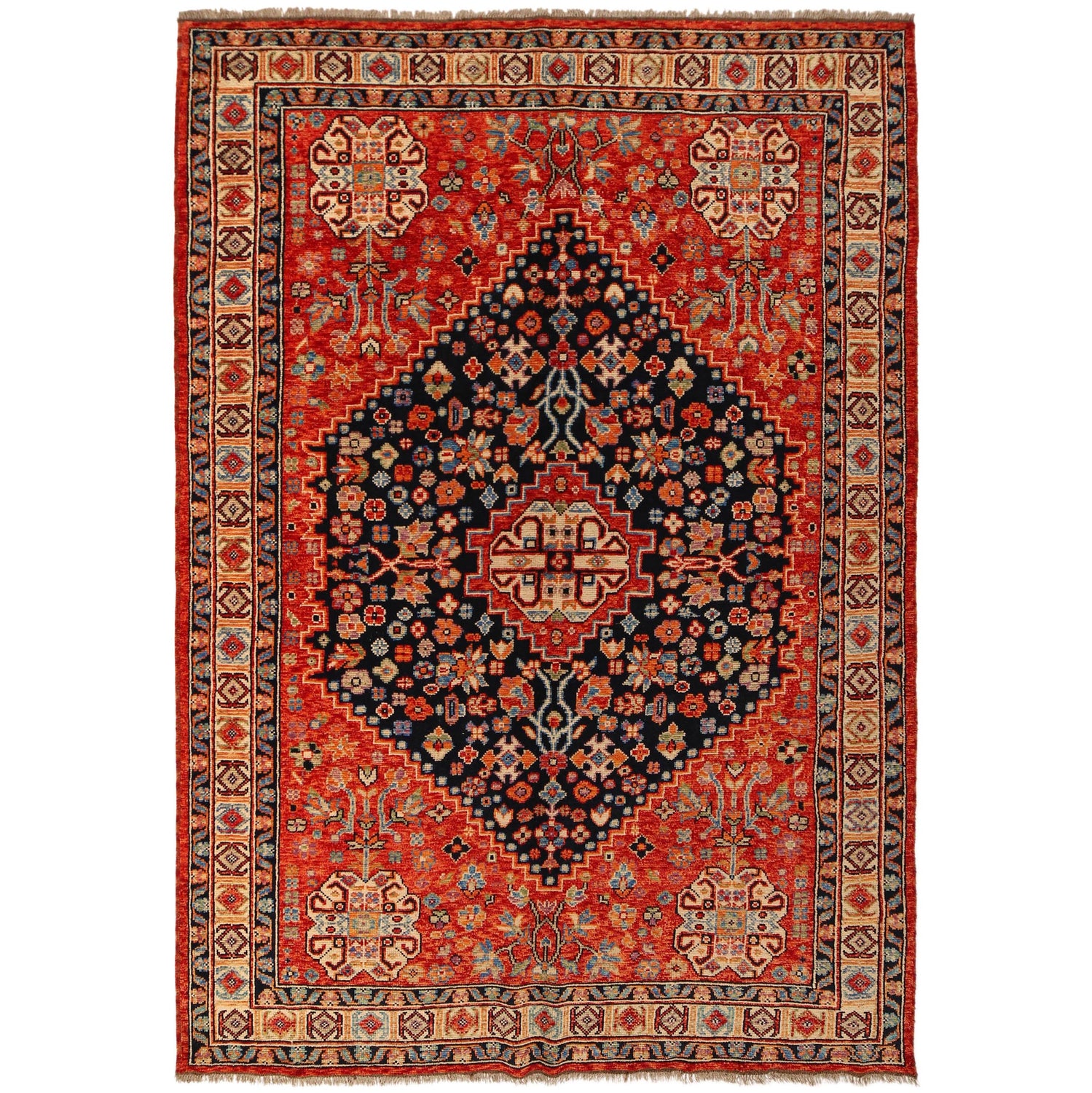Shirazi Area Rug Handmade Red Medallion 7x10 ft