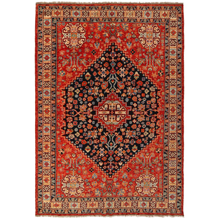 Shirazi Area Rug Handmade Red Medallion 7x10 ft