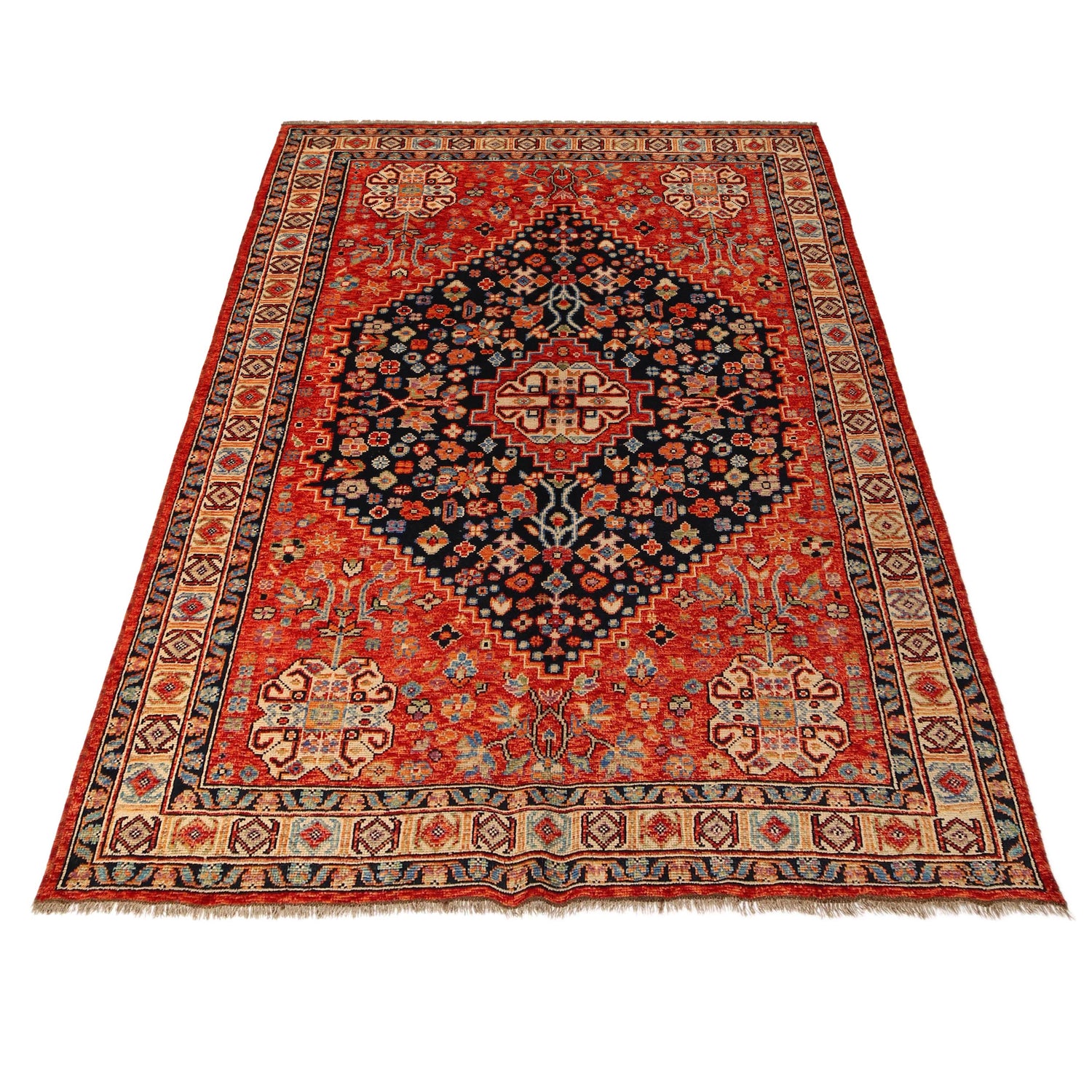Shirazi Area Rug Handmade Red Medallion 7x10 ft