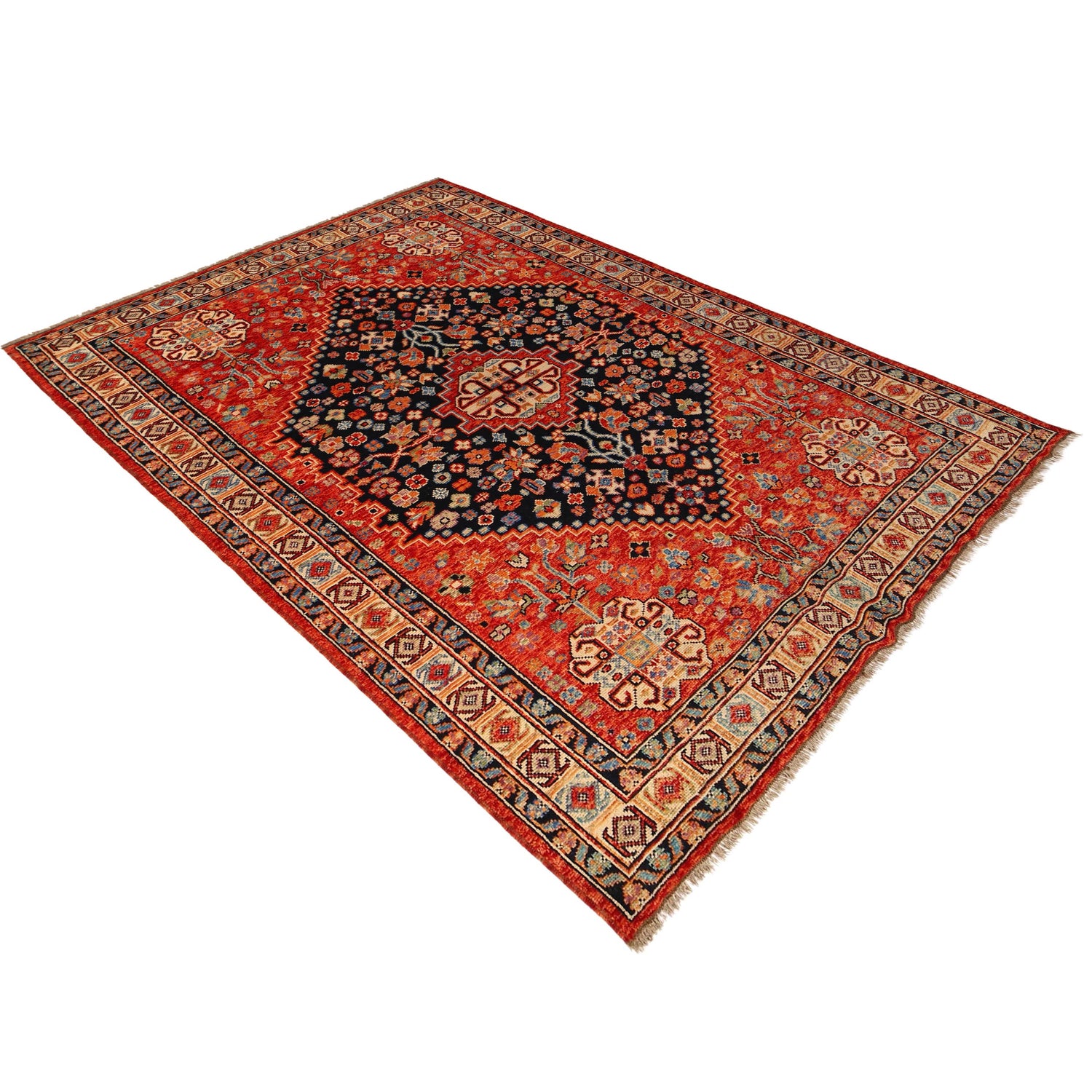 Shirazi Area Rug Handmade Red Medallion 7x10 ft