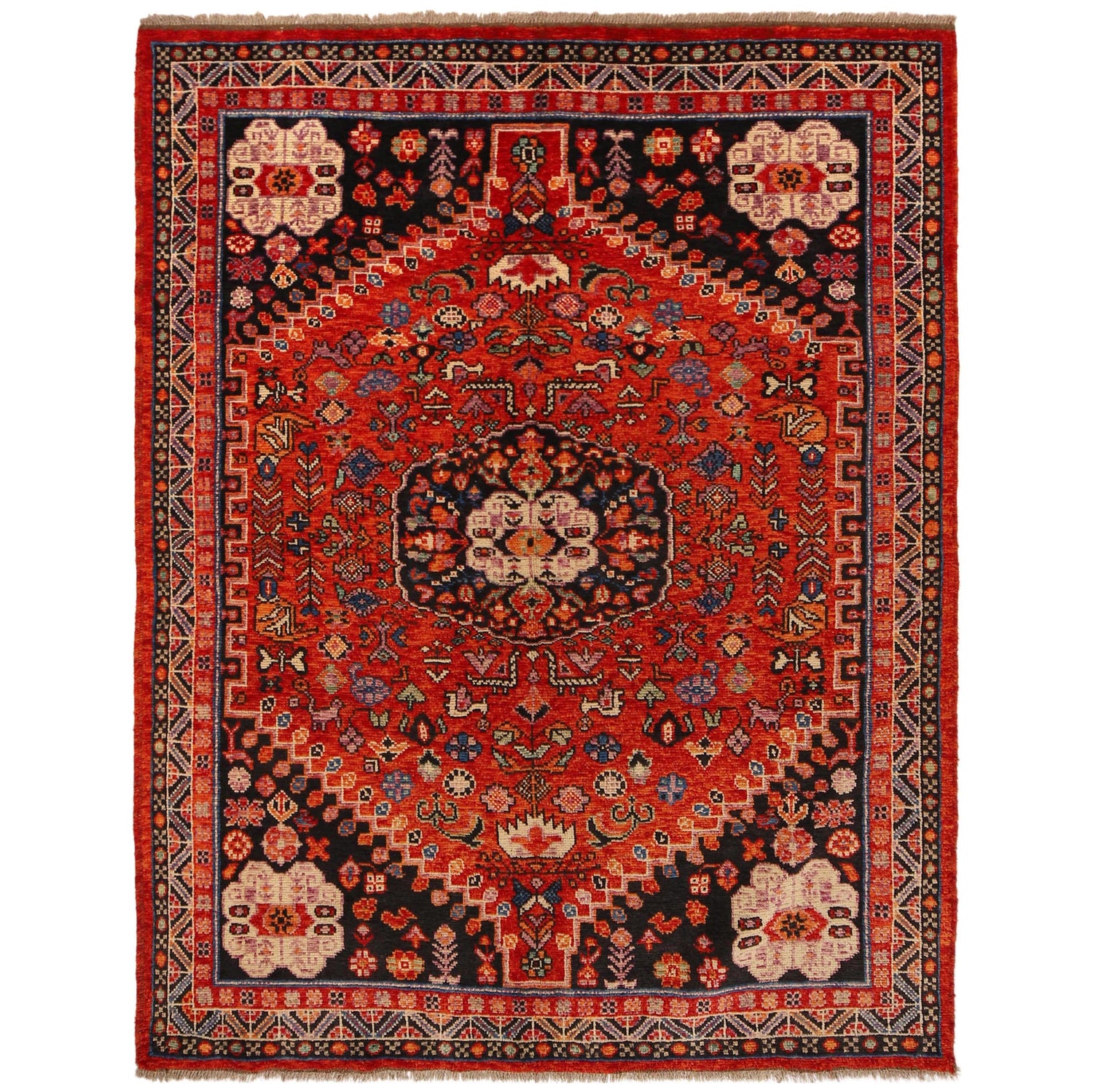 Shirazi Area Rug Handmade Red Medallion 5x8 ft