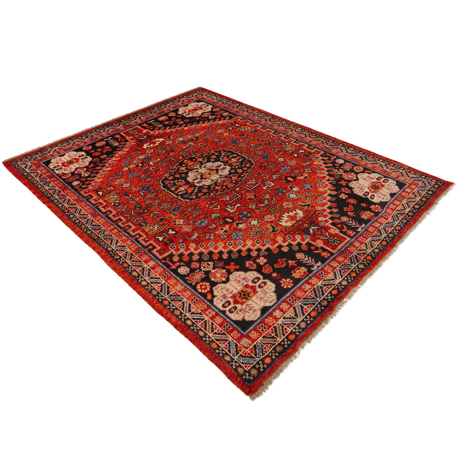 Shirazi Area Rug Handmade Red Medallion 5x8 ft