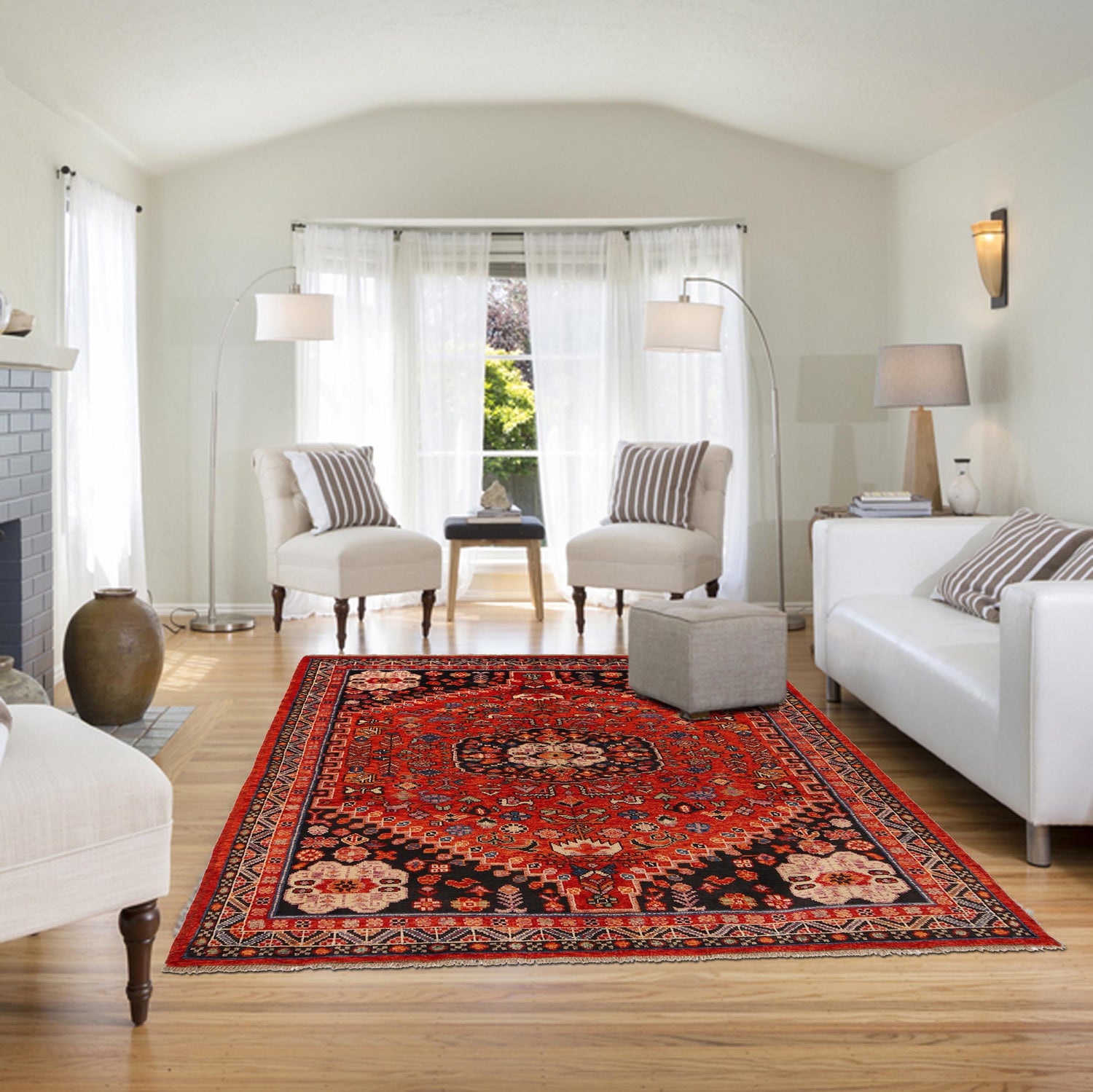 Shirazi Area Rug Handmade Red Medallion 5x8 ft