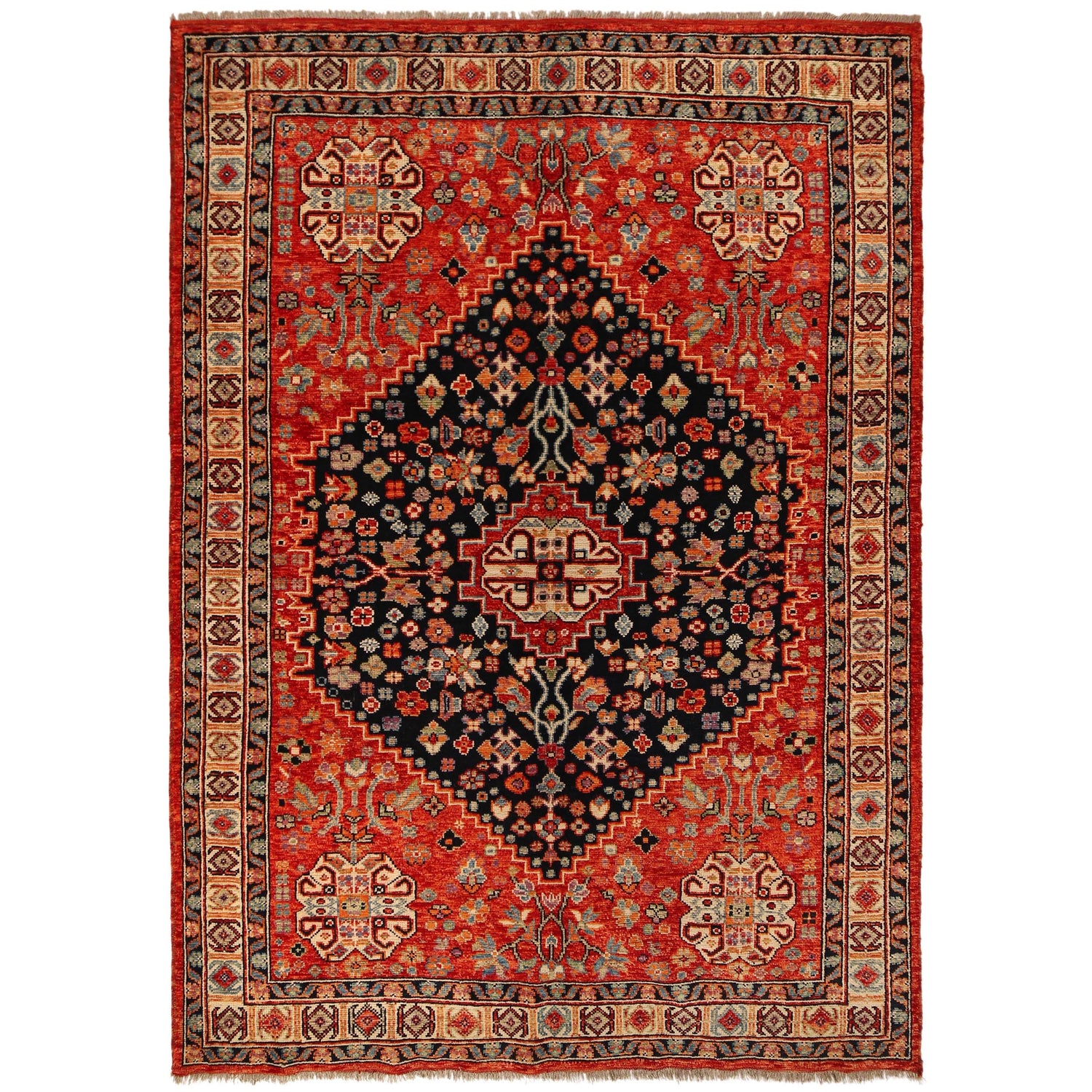 Shirazi Area Rug Handmade Red Medallion 7x10 ft