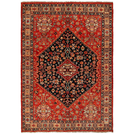 Shirazi Area Rug Handmade Red Medallion 7x10 ft