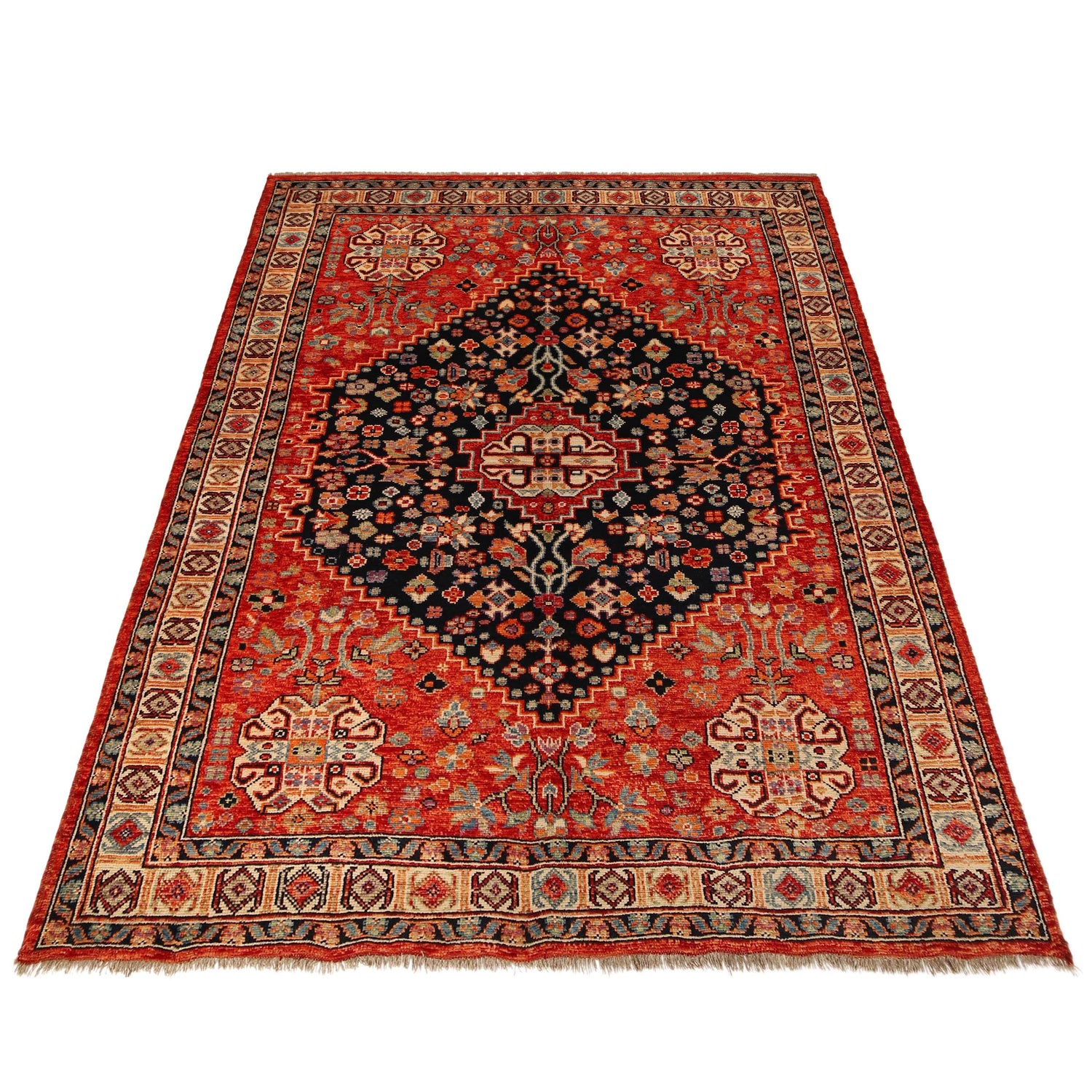 Shirazi Area Rug Handmade Red Medallion 7x10 ft