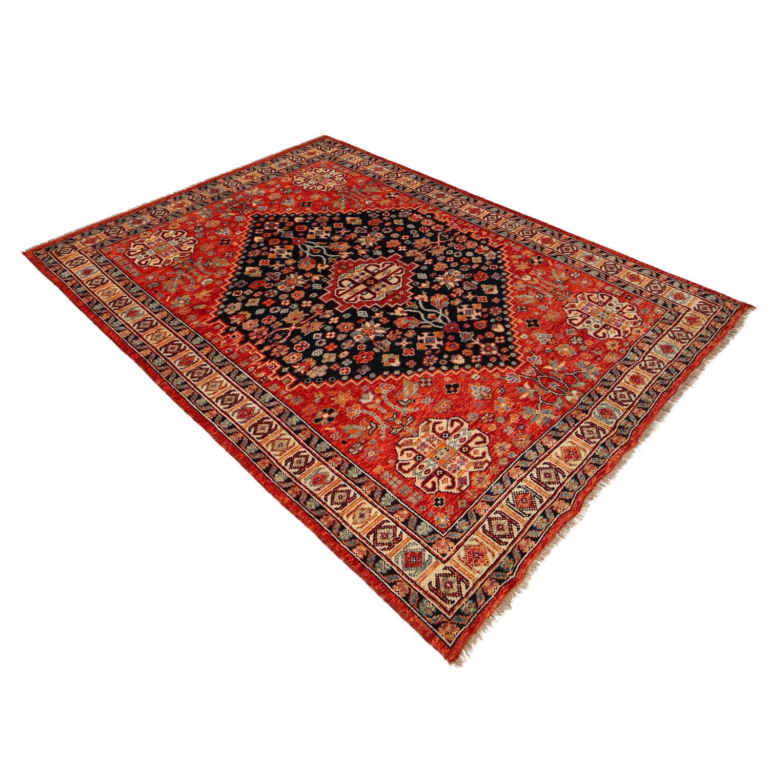 Shirazi Area Rug Handmade Red Medallion 7x10 ft