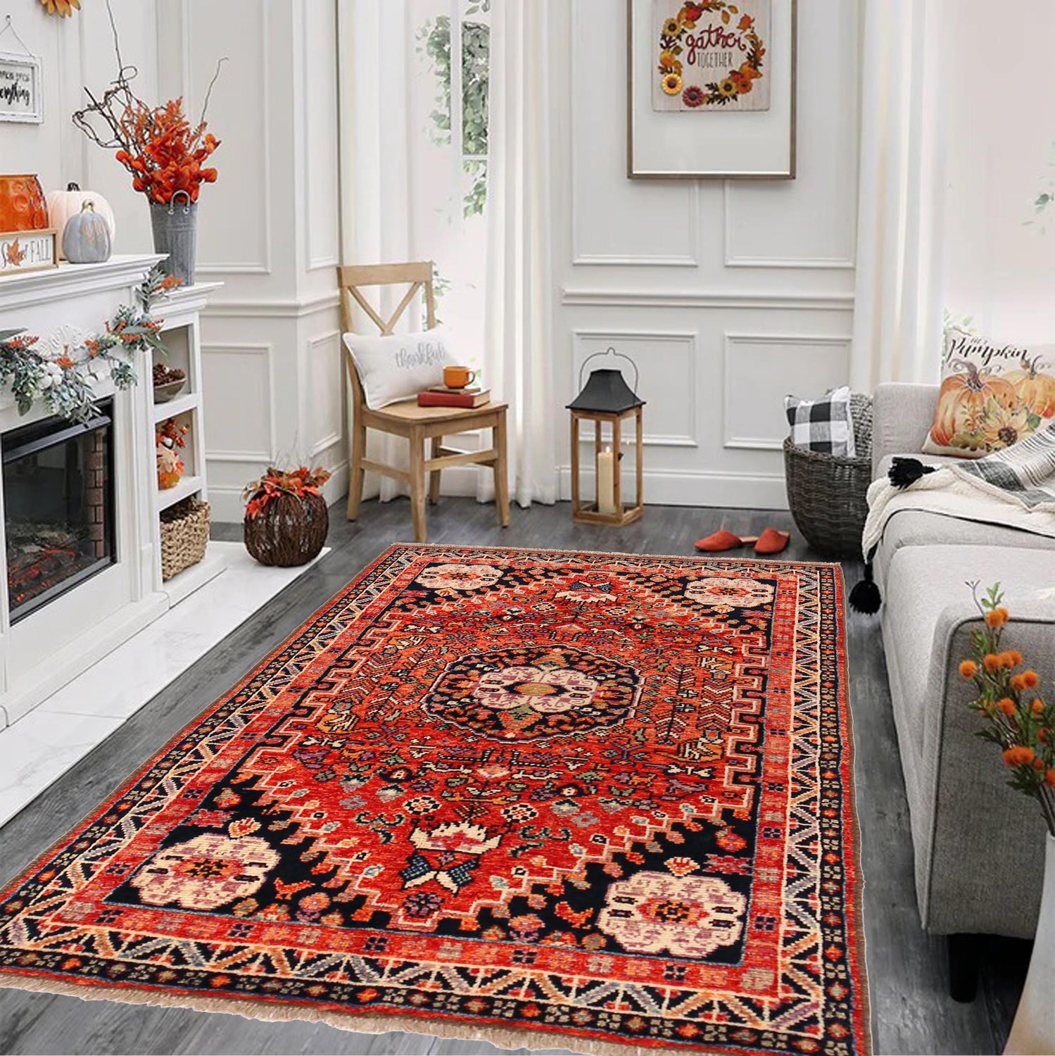Shirazi Area Rug Handmade Red Medallion 4x6 ft
