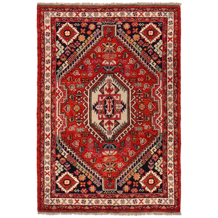 Shirazi Area Rug Handmade Red Medallion 4x6 ft