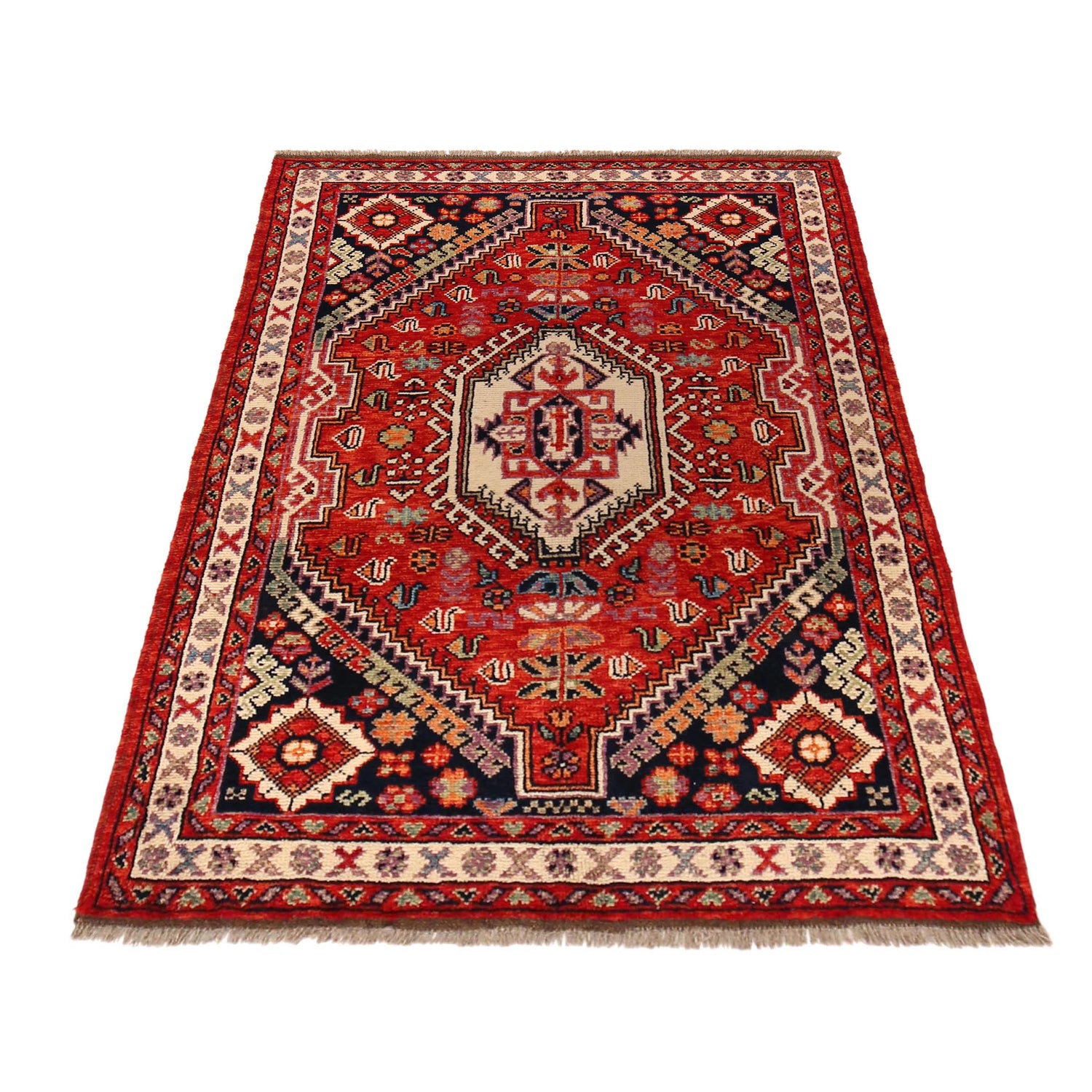 Shirazi Area Rug Handmade Red Medallion 4x6 ft