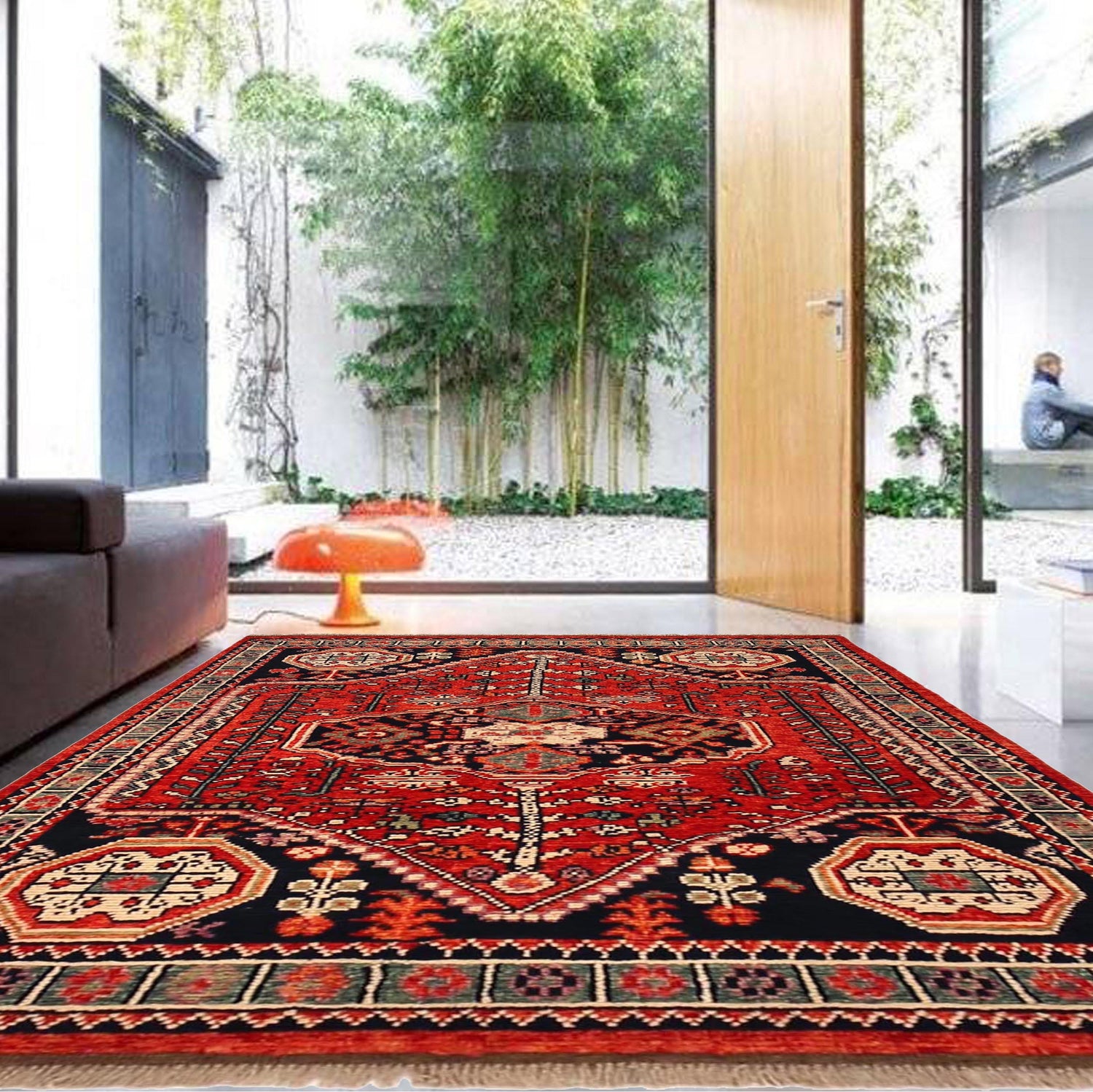 Shirazi Area Rug Handmade Red Medallion 4x6 ft