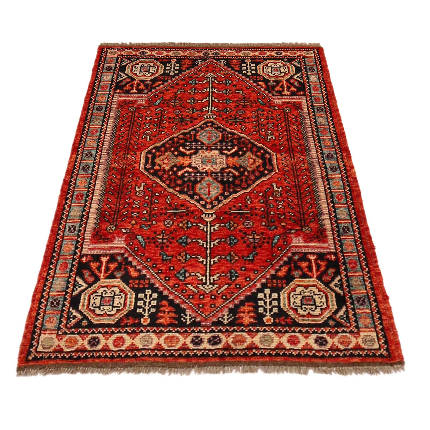 Shirazi Area Rug Handmade Red Medallion 3x5 ft