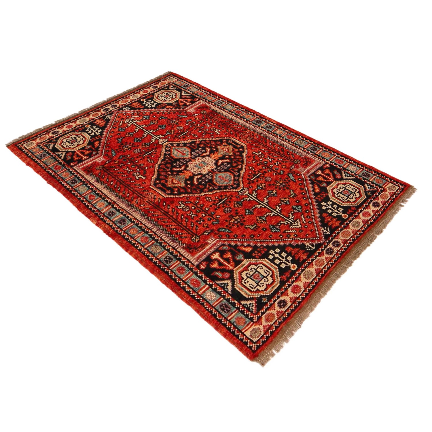 Shirazi Area Rug Handmade Red Medallion 3x5 ft