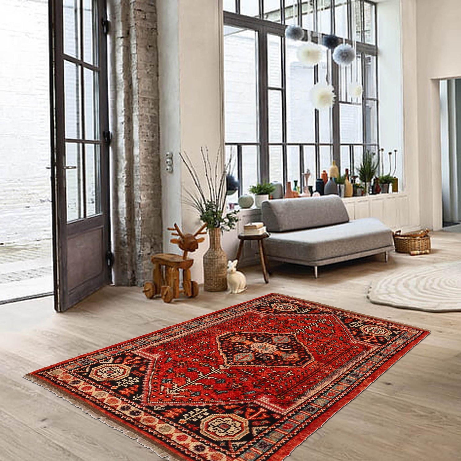 Shirazi Area Rug Handmade Red Medallion 3x5 ft