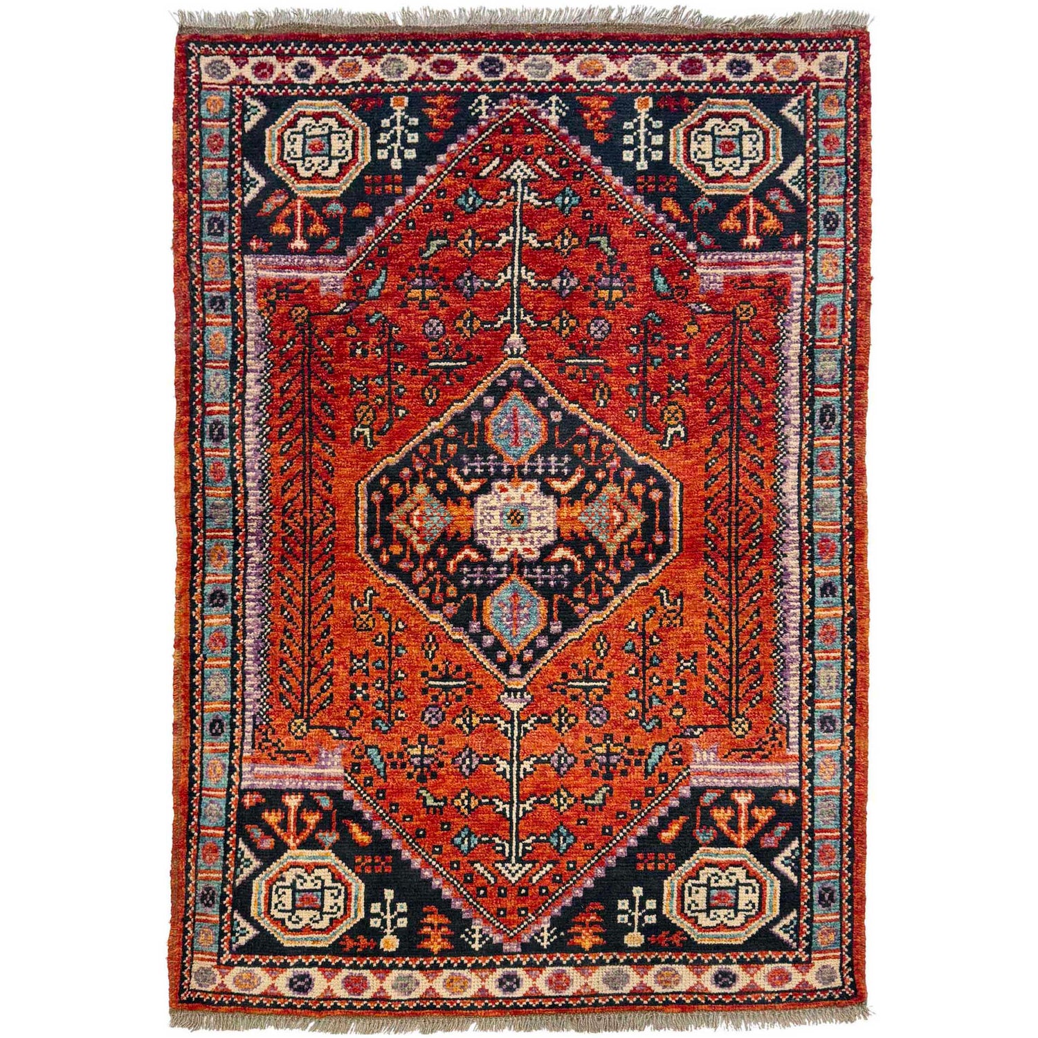 Shirazi Area Rug Handmade Red Medallion 3x5 ft