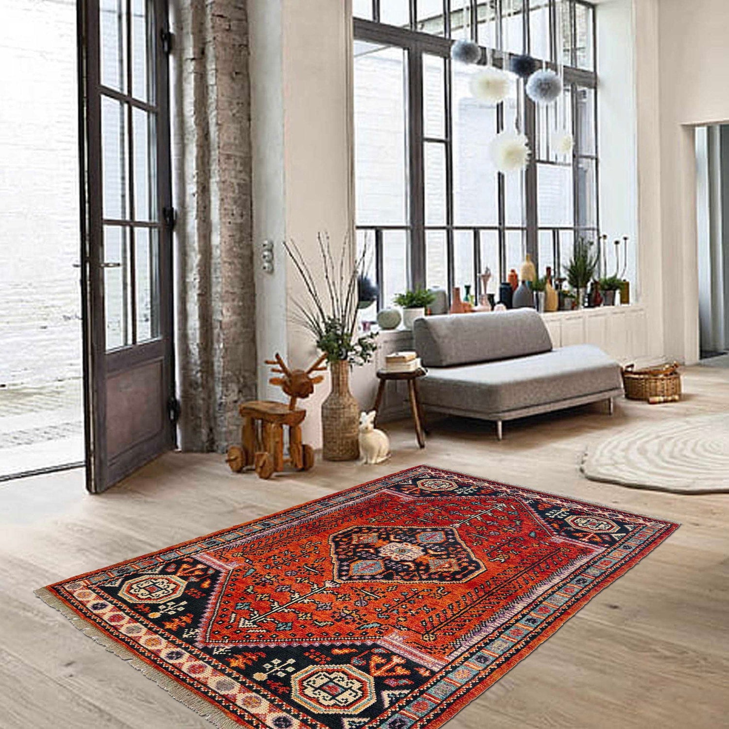Shirazi Area Rug Handmade Red Medallion 3x5 ft
