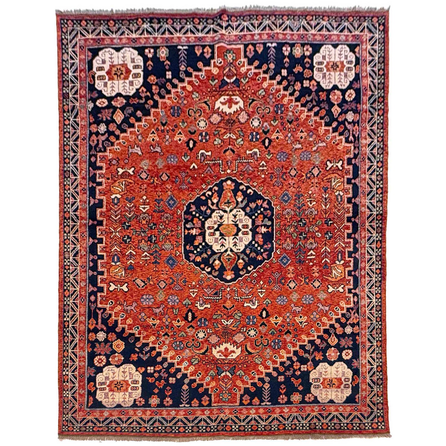 Shirazi Area Rug Handmade Multi Medallion 8x10 ft