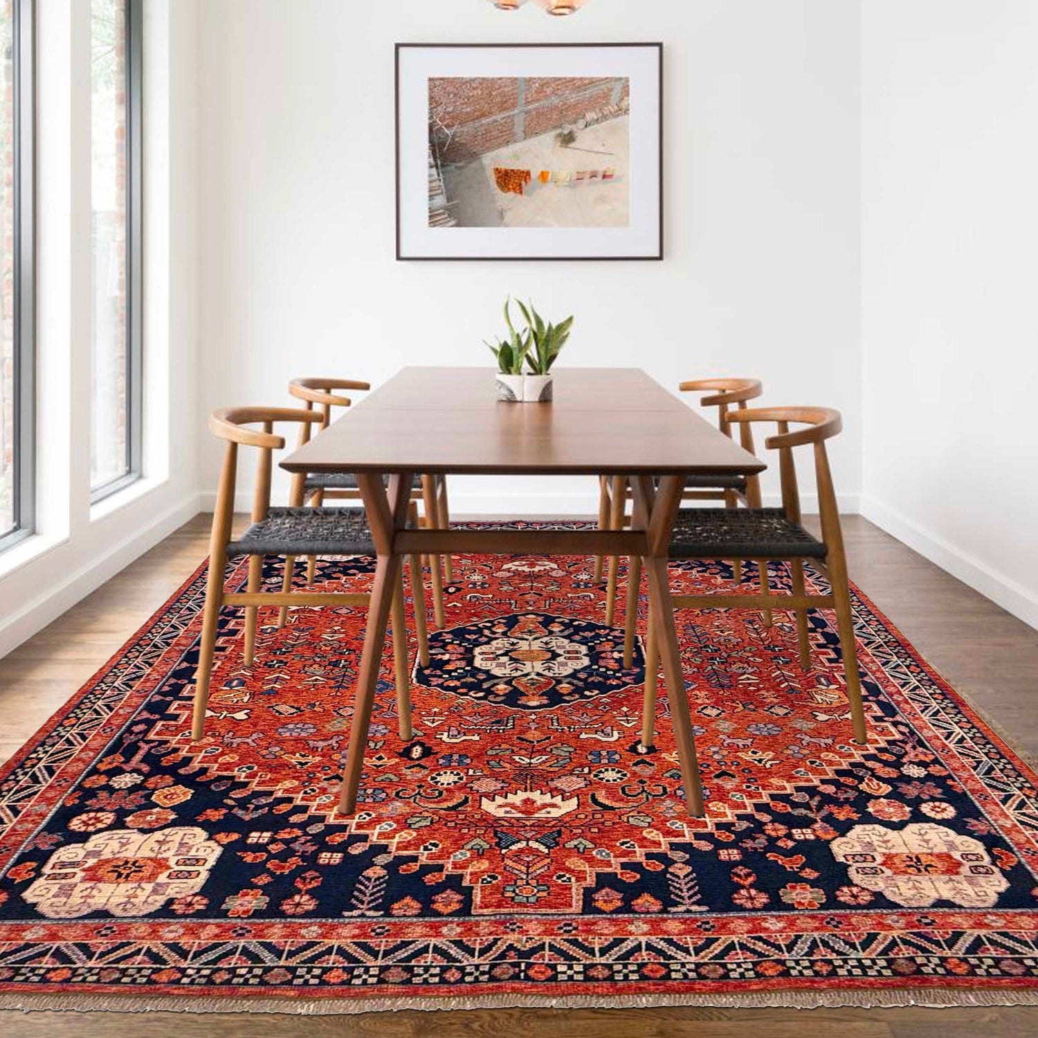 Shirazi Area Rug Handmade Multi Medallion 8x10 ft