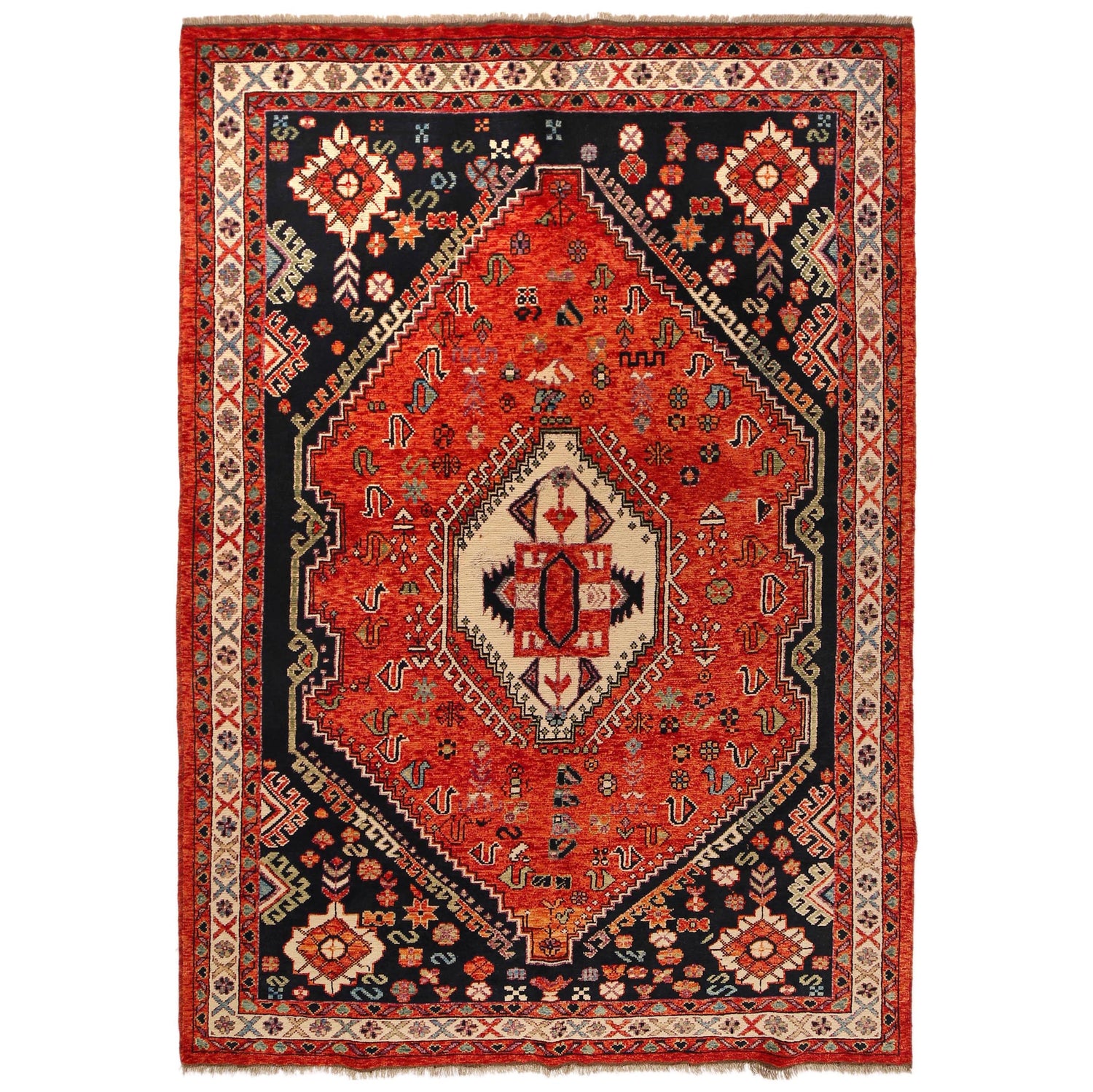 Shirazi Area Rug Handmade Red Medallion 7x10 ft
