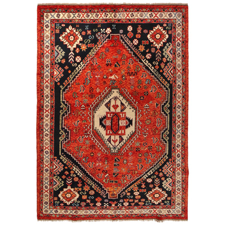 Shirazi Area Rug Handmade Red Medallion 7x10 ft