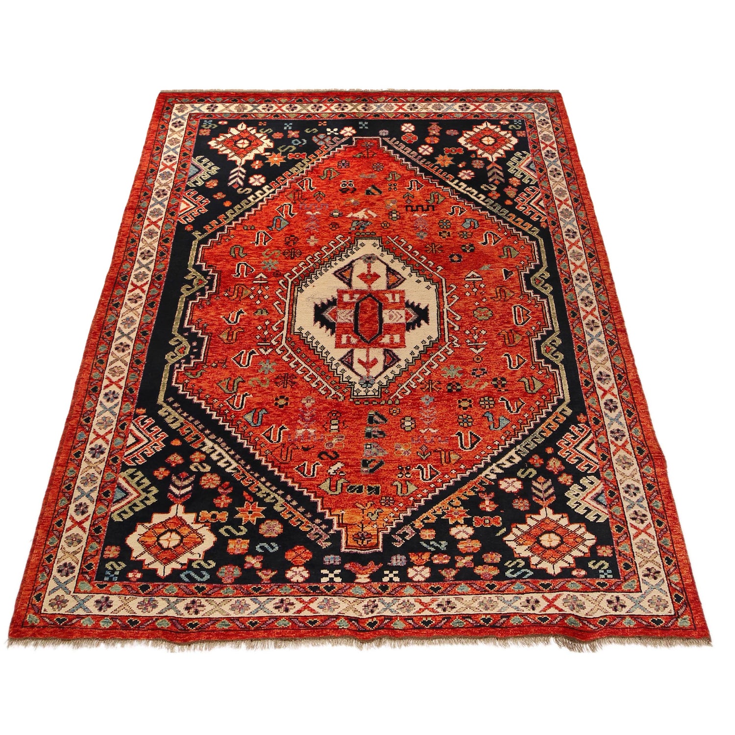 Shirazi Area Rug Handmade Red Medallion 7x10 ft