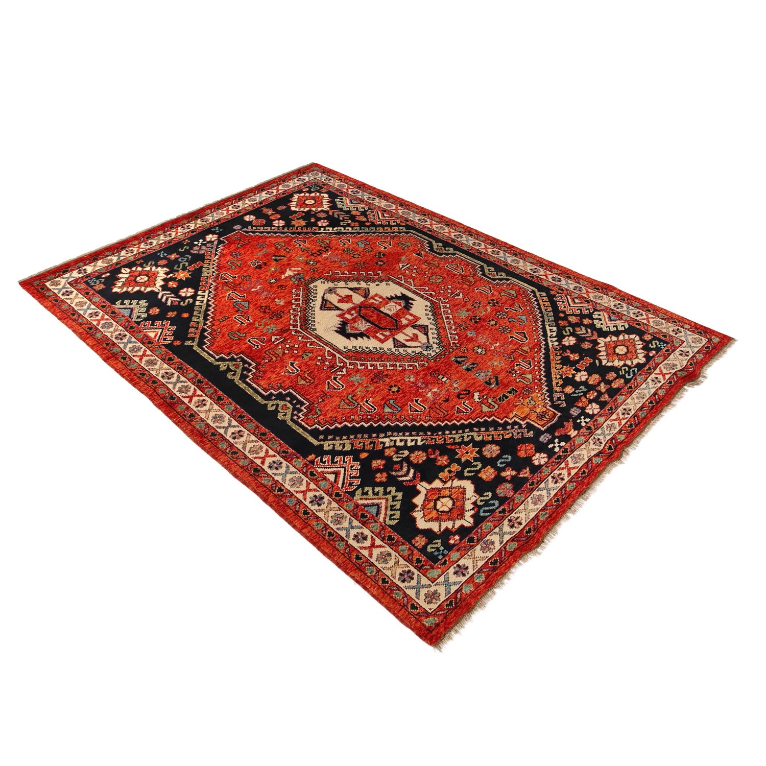 Shirazi Area Rug Handmade Red Medallion 7x10 ft