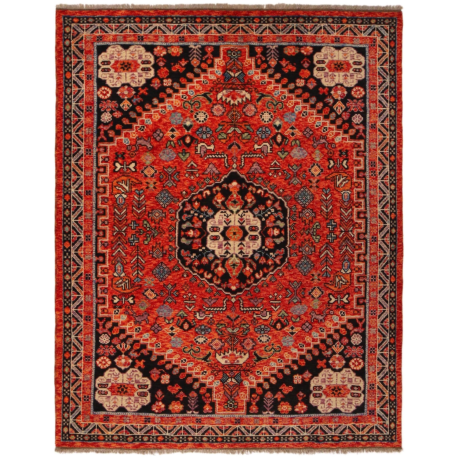 Shirazi Area Rug Handmade Red Medallion 5x8 ft