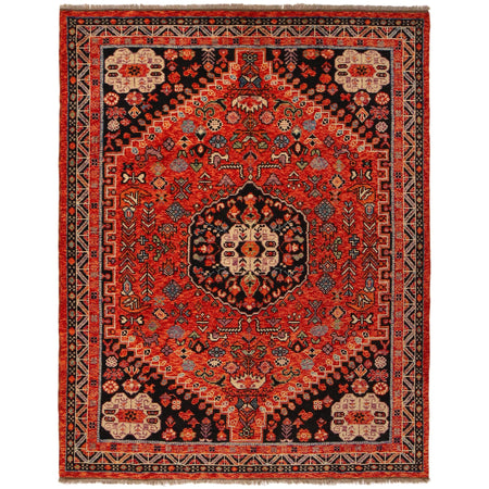 Shirazi Area Rug Handmade Red Medallion 5x8 ft