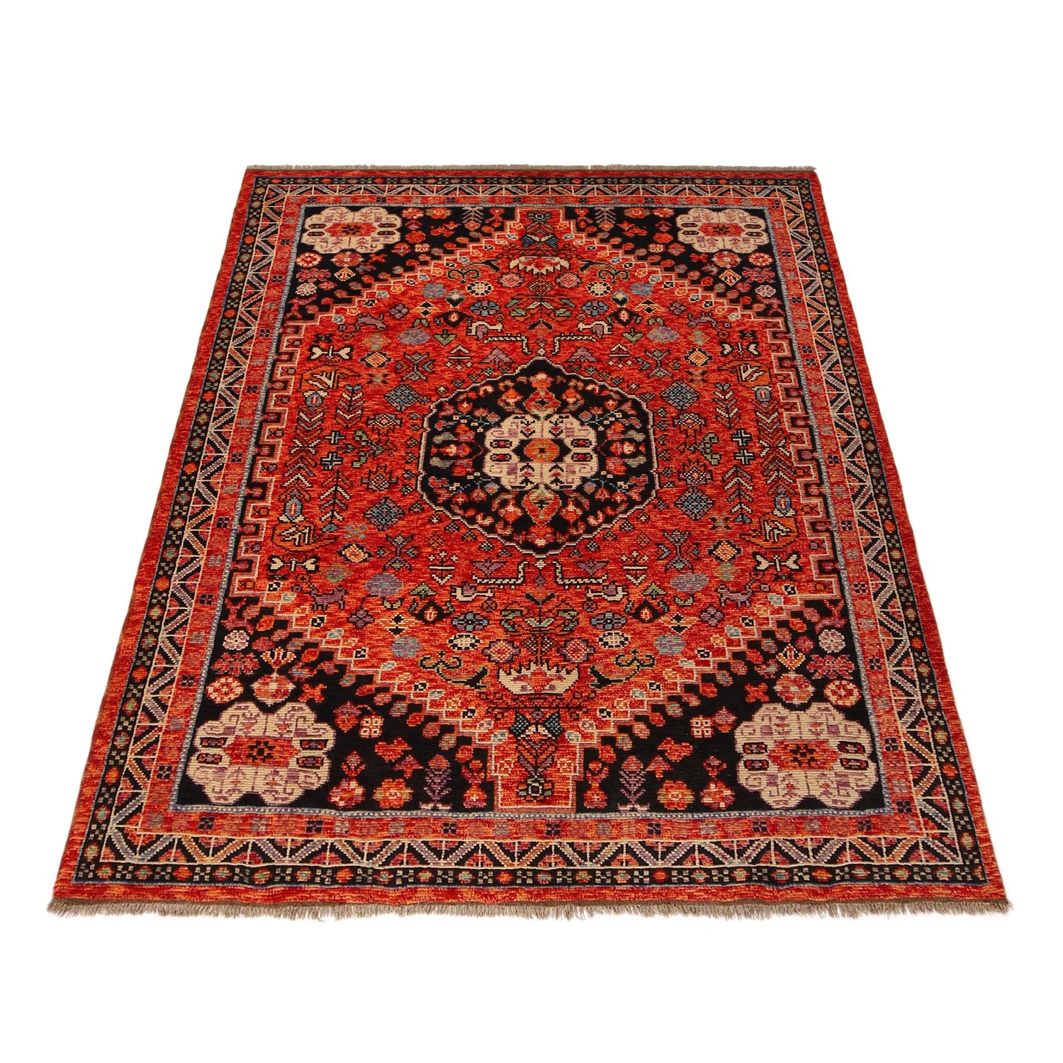 Shirazi Area Rug Handmade Red Medallion 5x8 ft