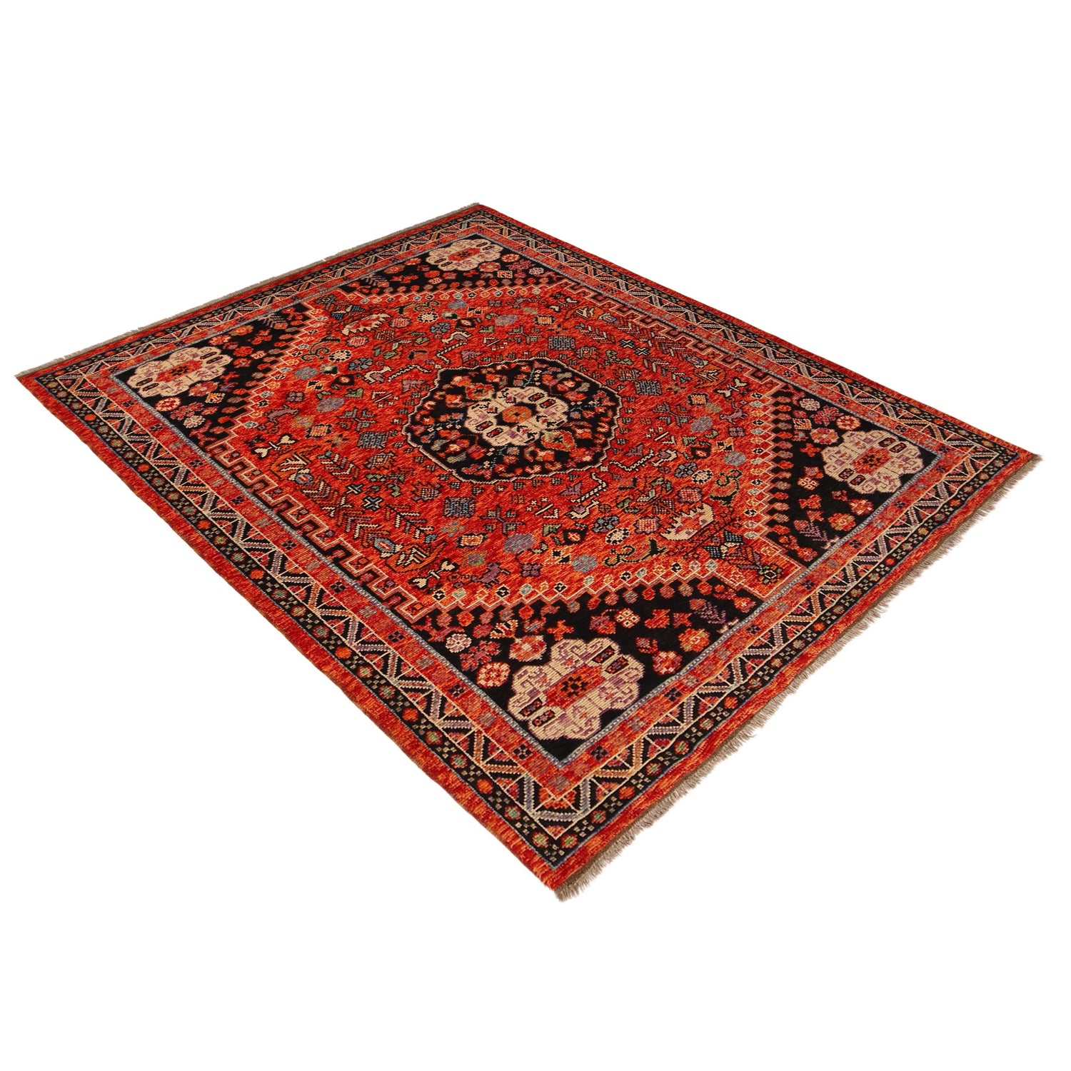 Shirazi Area Rug Handmade Red Medallion 5x8 ft