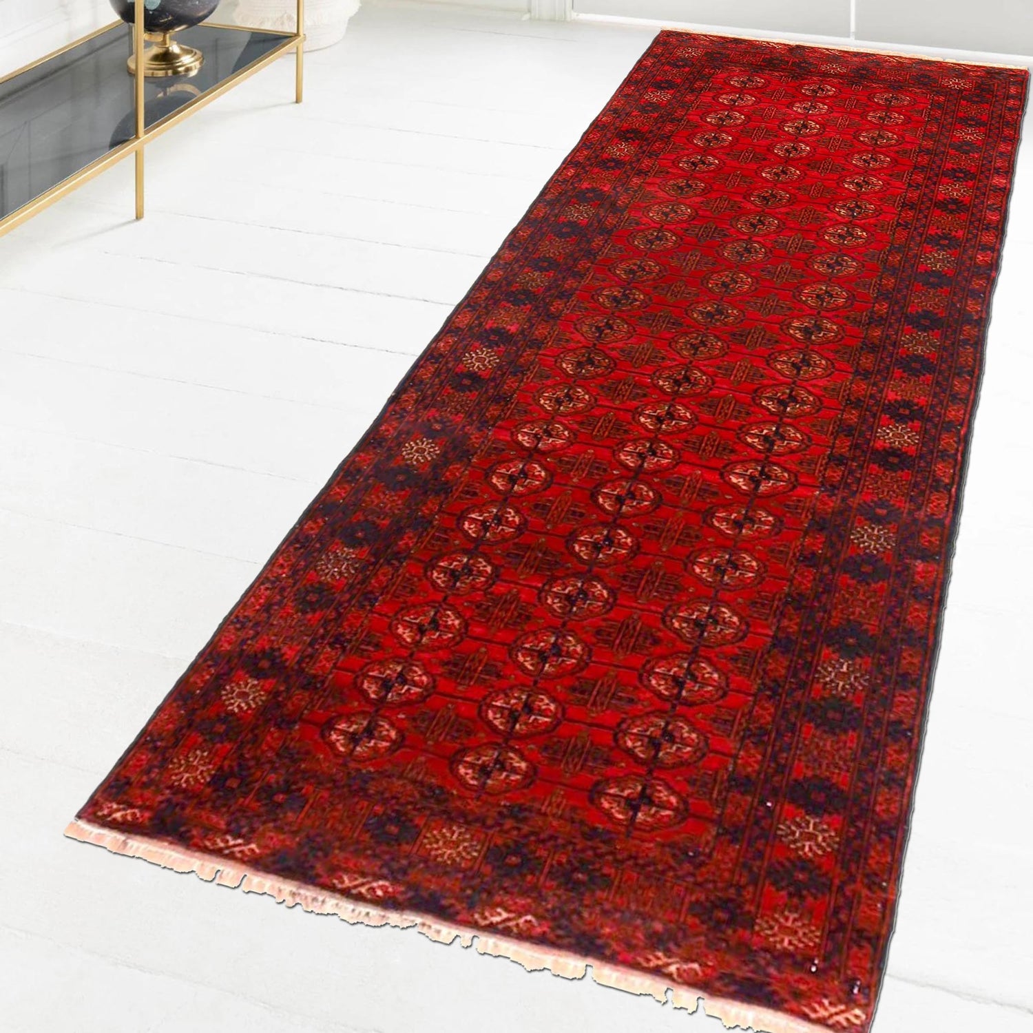 Bokhara Rug Handmade Vibrant Red Medallion 6' Runner