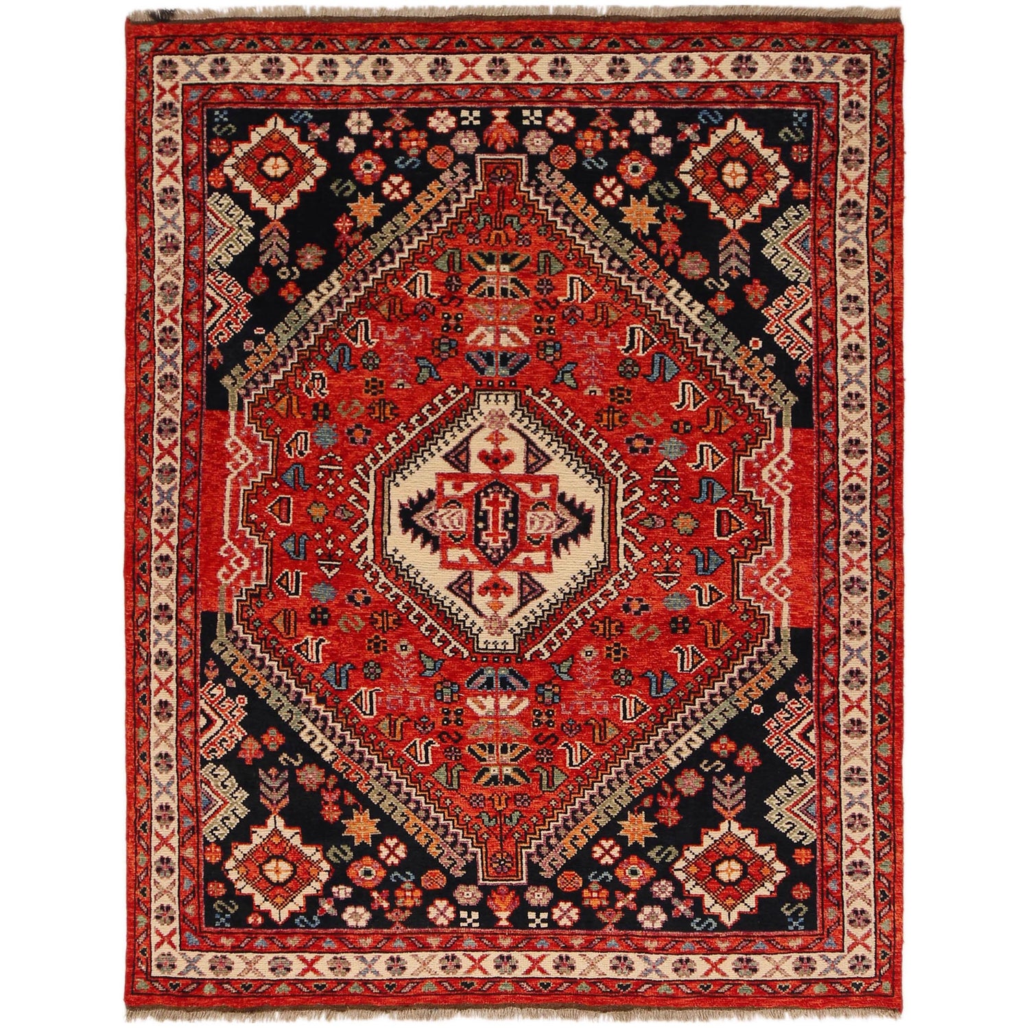 Shirazi Area Rug Handmade Red Medallion 5x8 ft