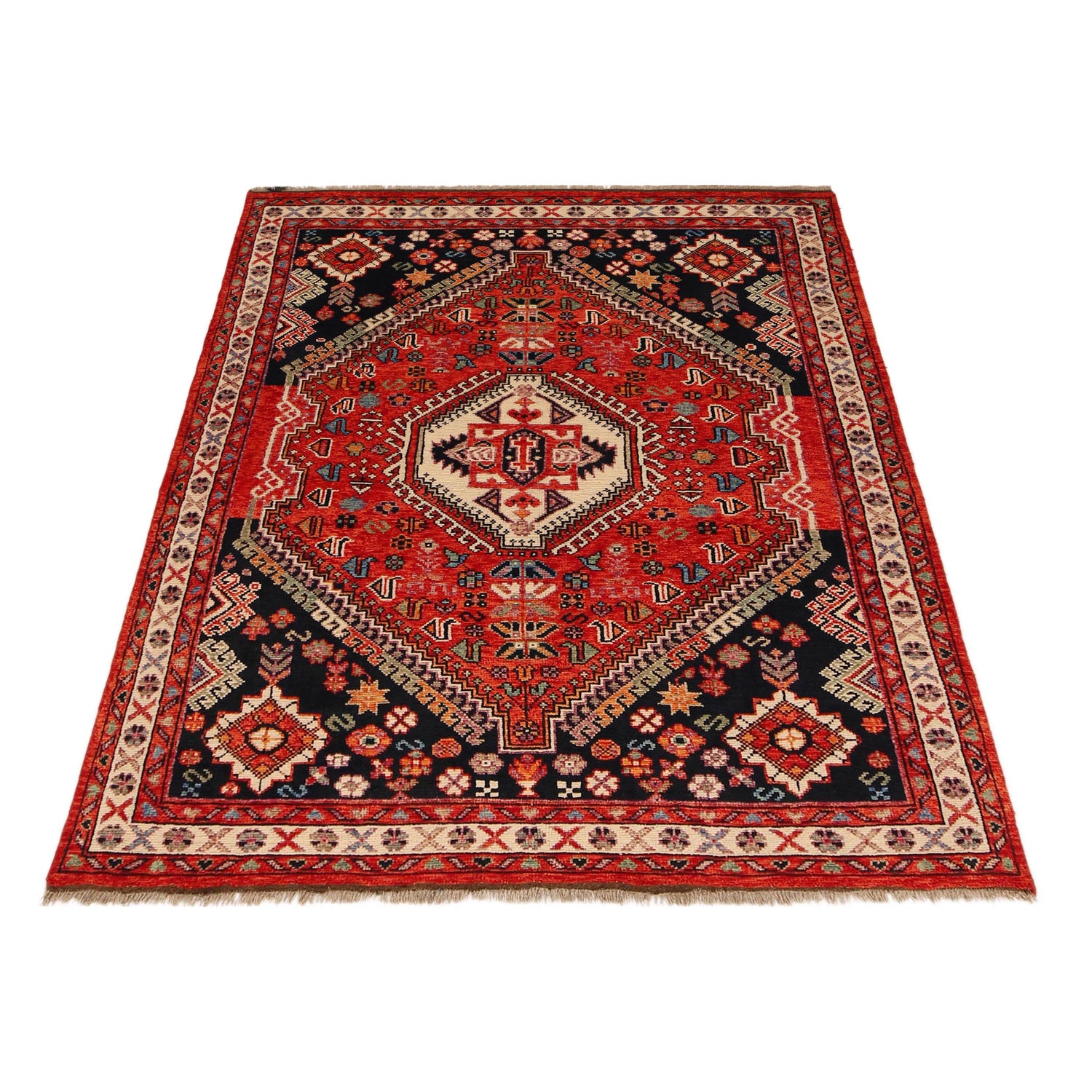 Shirazi Area Rug Handmade Red Medallion 5x8 ft