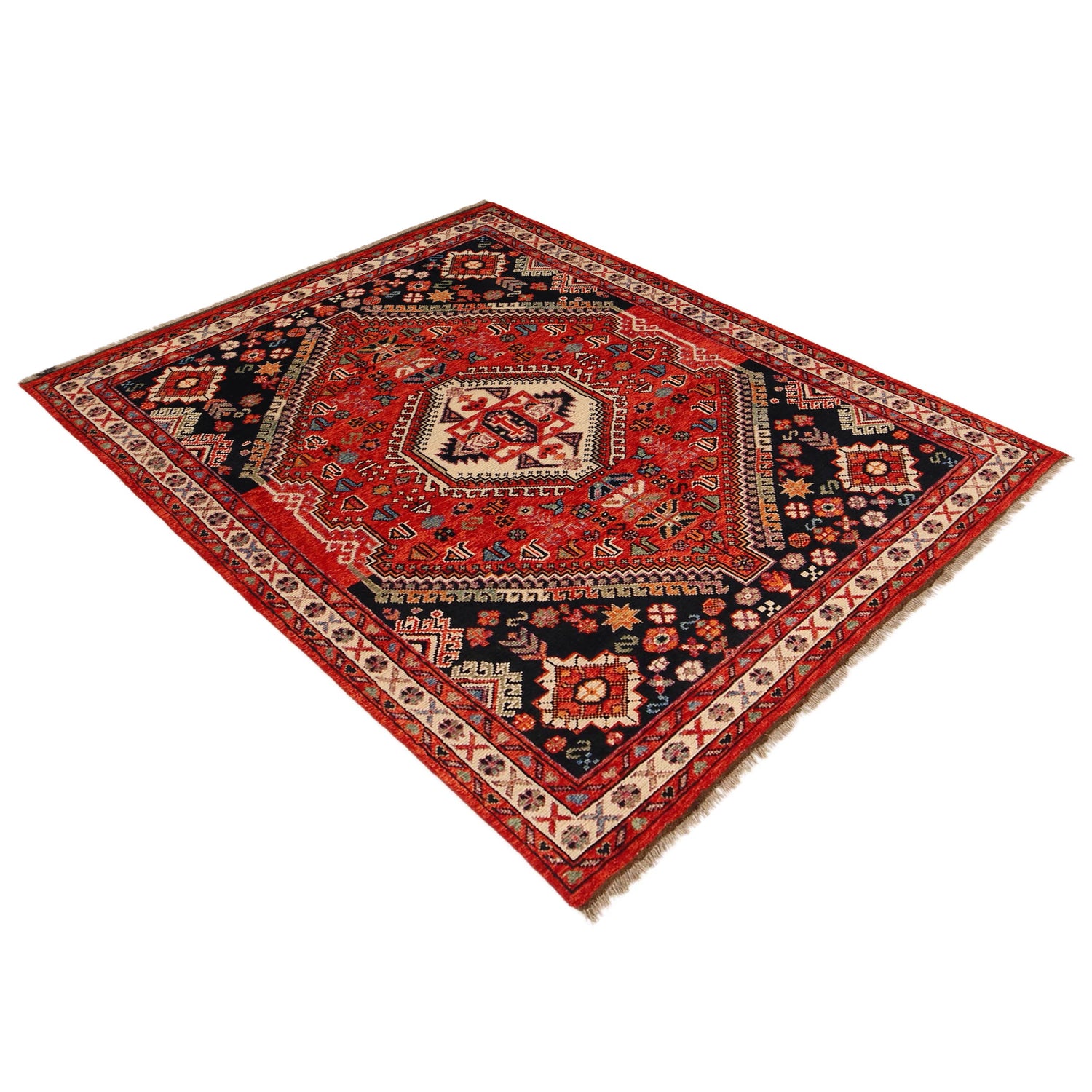 Shirazi Area Rug Handmade Red Medallion 5x8 ft