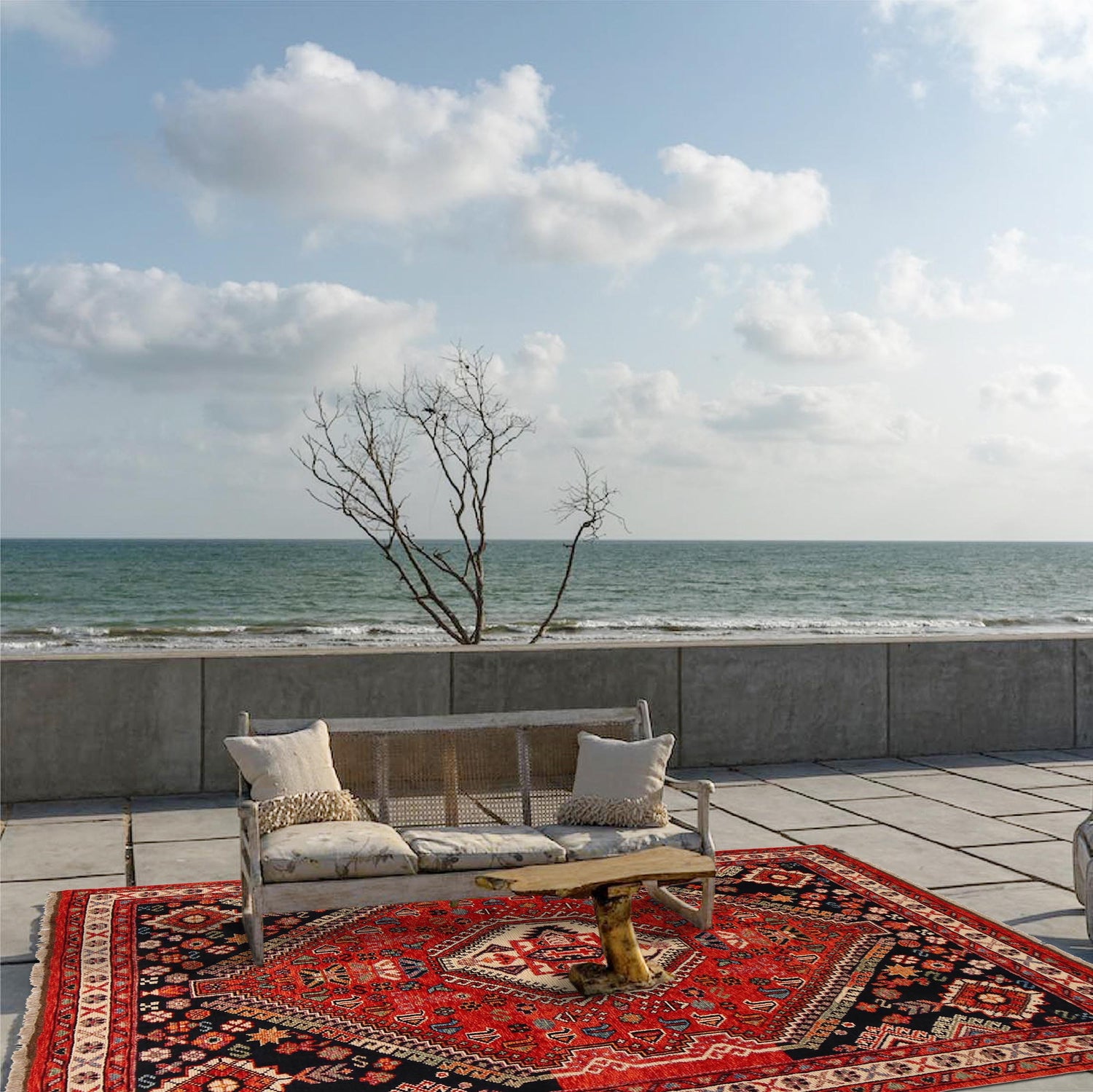 Shirazi Area Rug Handmade Red Medallion 5x8 ft