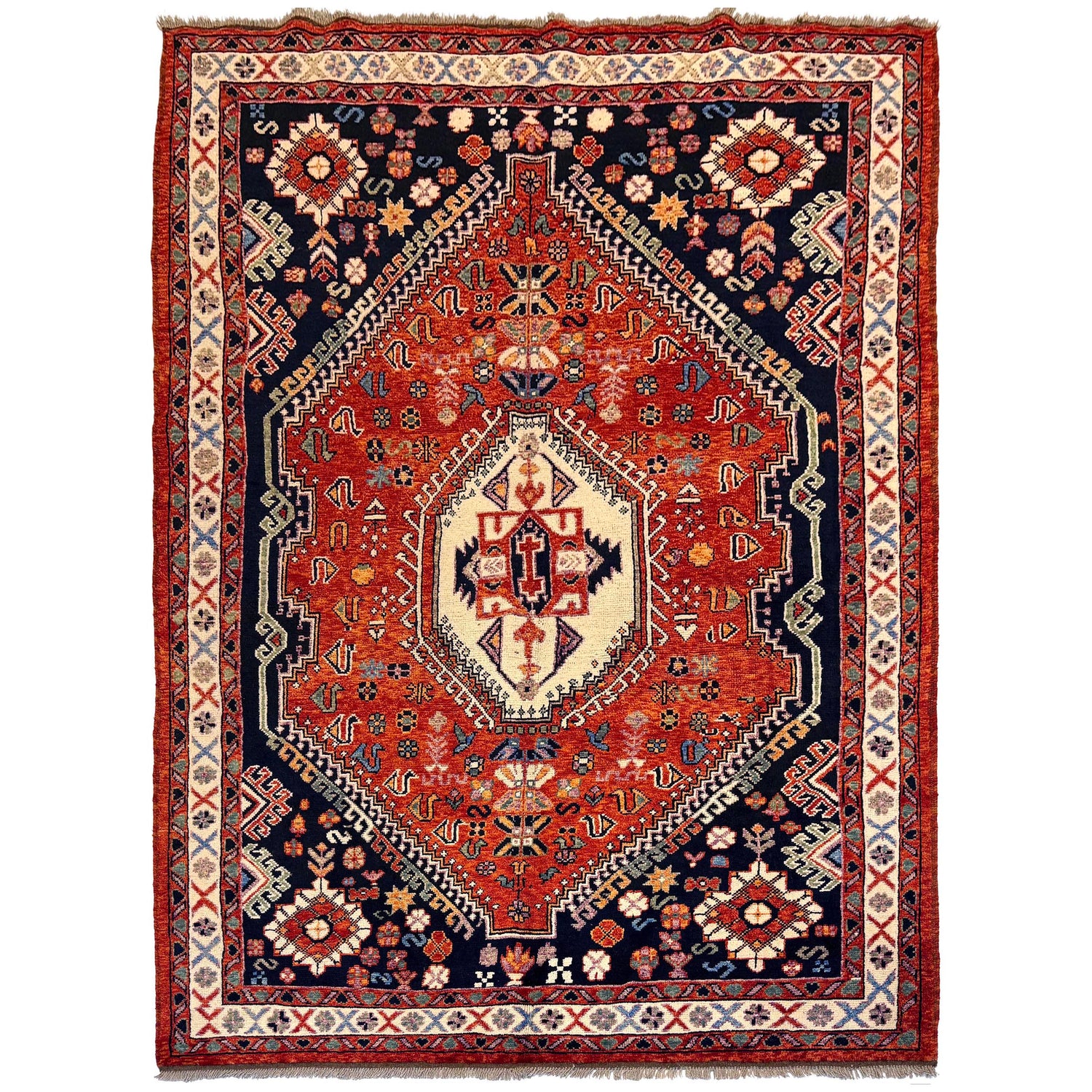 Shirazi Area Rug Handmade Multi Medallion 7x10 ft
