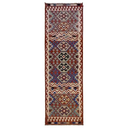 Handmade Multi Kilim Geometric 10' Runner