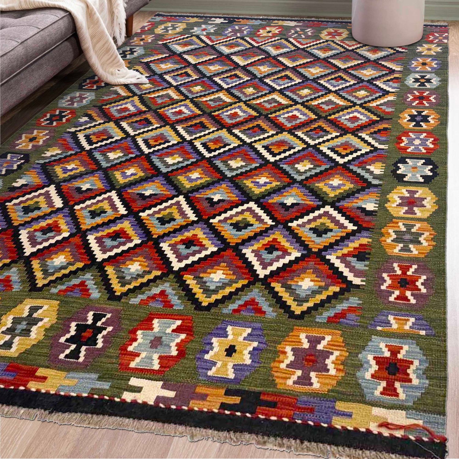 Handmade Multi Kilim Geometric 4x7 ft