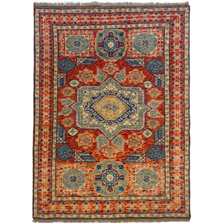 Mamluk Area Rug Handmade Multi Medallion 4x6 ft