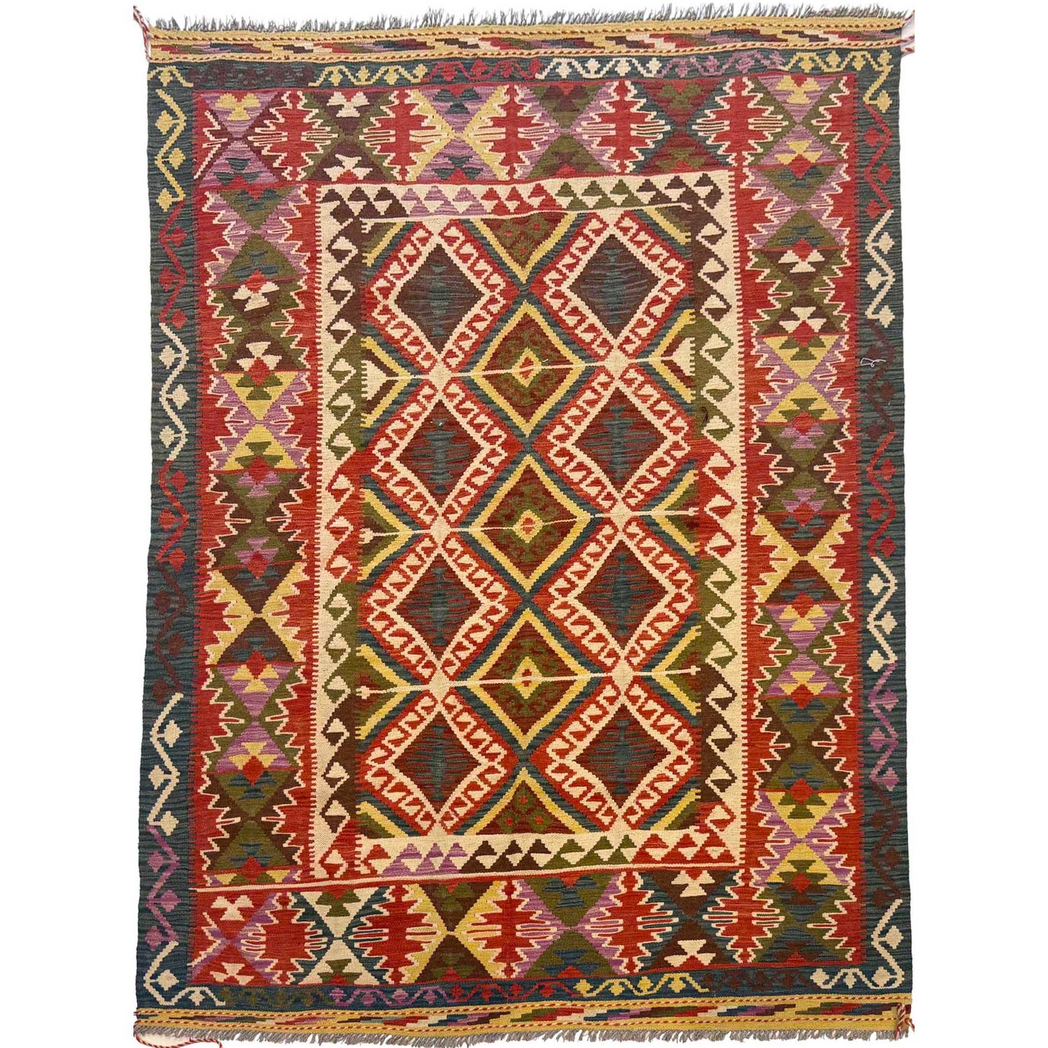 Handmade Multi Kilim Geometric 5x8 ft