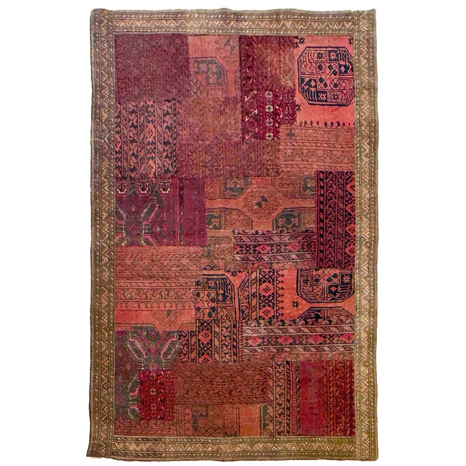 Patchwork Area Rug Handmade Multi Geometric 4x6 ft